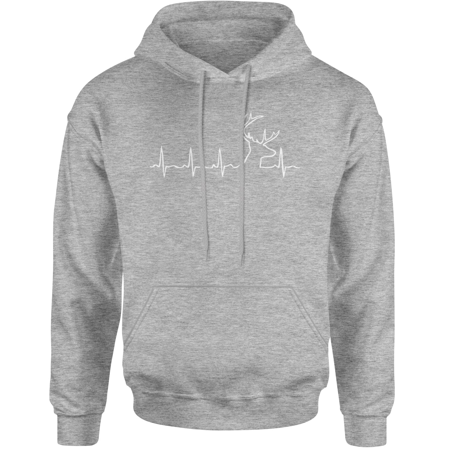 Hunting Heartbeat Deer Hunter Buck Stag Antlers  Adult Hoodie Sweatshirt Heather Grey