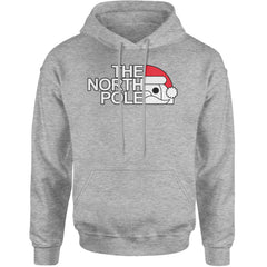 The North Pole Santa Face Adult Hoodie Sweatshirt Heather Grey