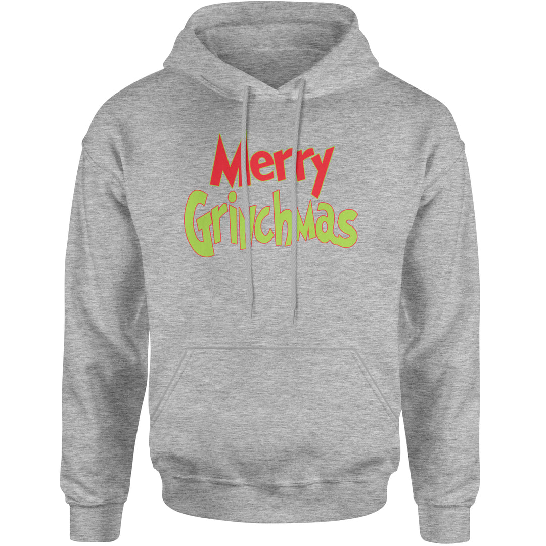 Merry Grinchmas Jolly Merry Christmas Adult Hoodie Sweatshirt Heather Grey