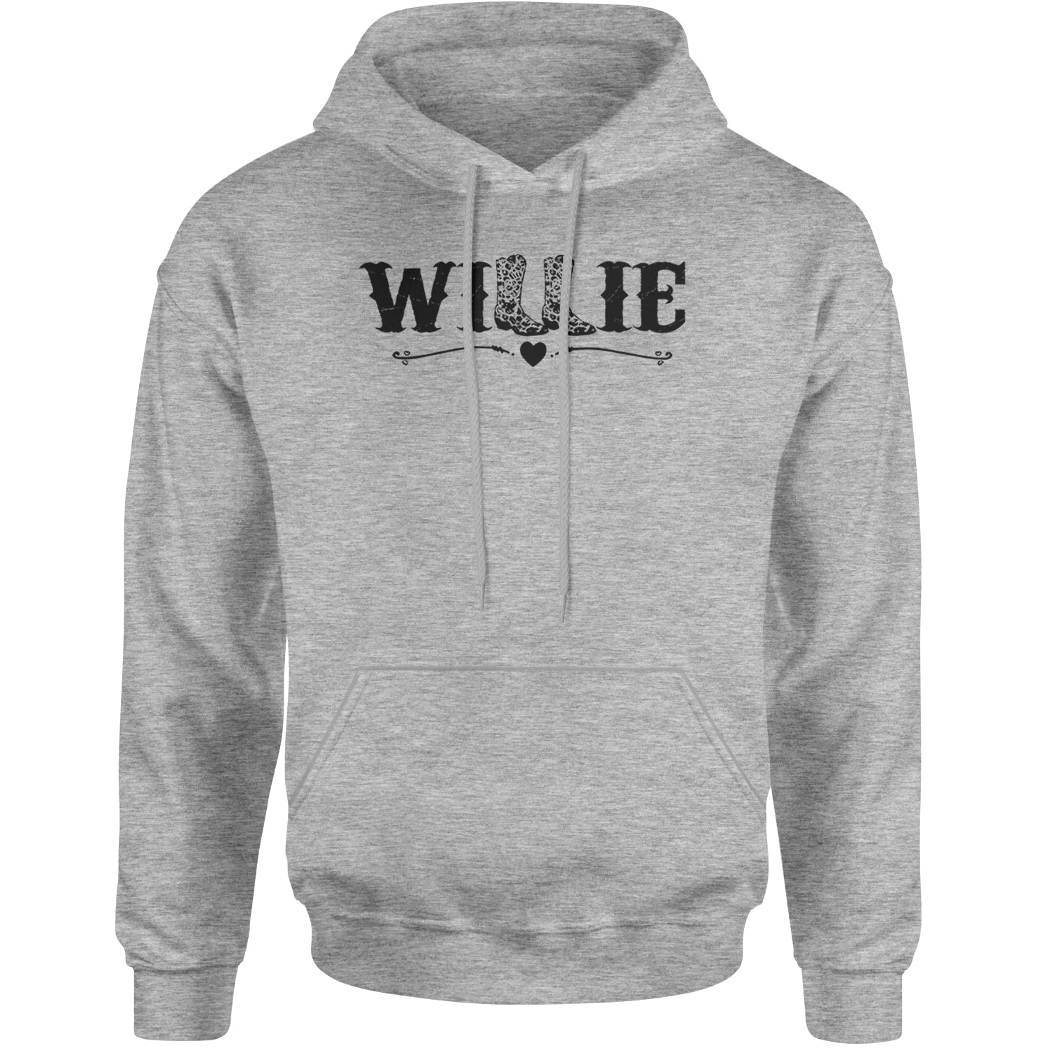 Willie Cowboy Boots Hippy Country Music Adult Hoodie Sweatshirt Heather Grey