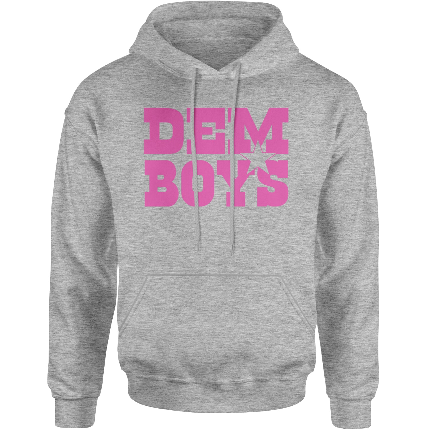 Dem Boys Hot Pink Dallas  Adult Hoodie Sweatshirt Heather Grey