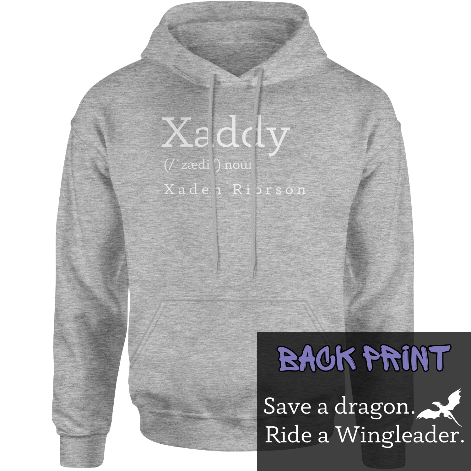 Xaddy Save A Dragon Ride A Wingleader Adult Hoodie Sweatshirt Heather Grey