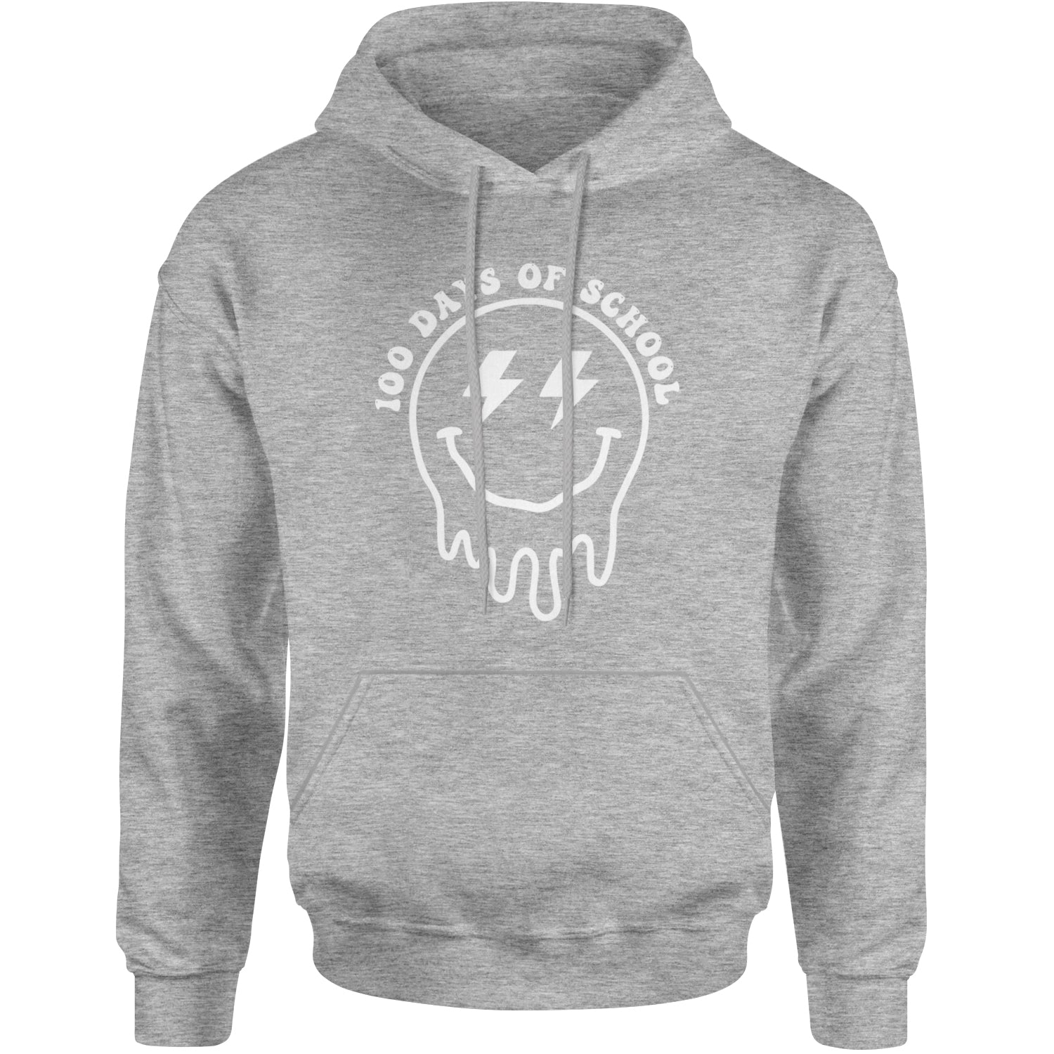 Melting Smile Face 100 Days Of School Adult Hoodie Sweatshirt Heather Grey