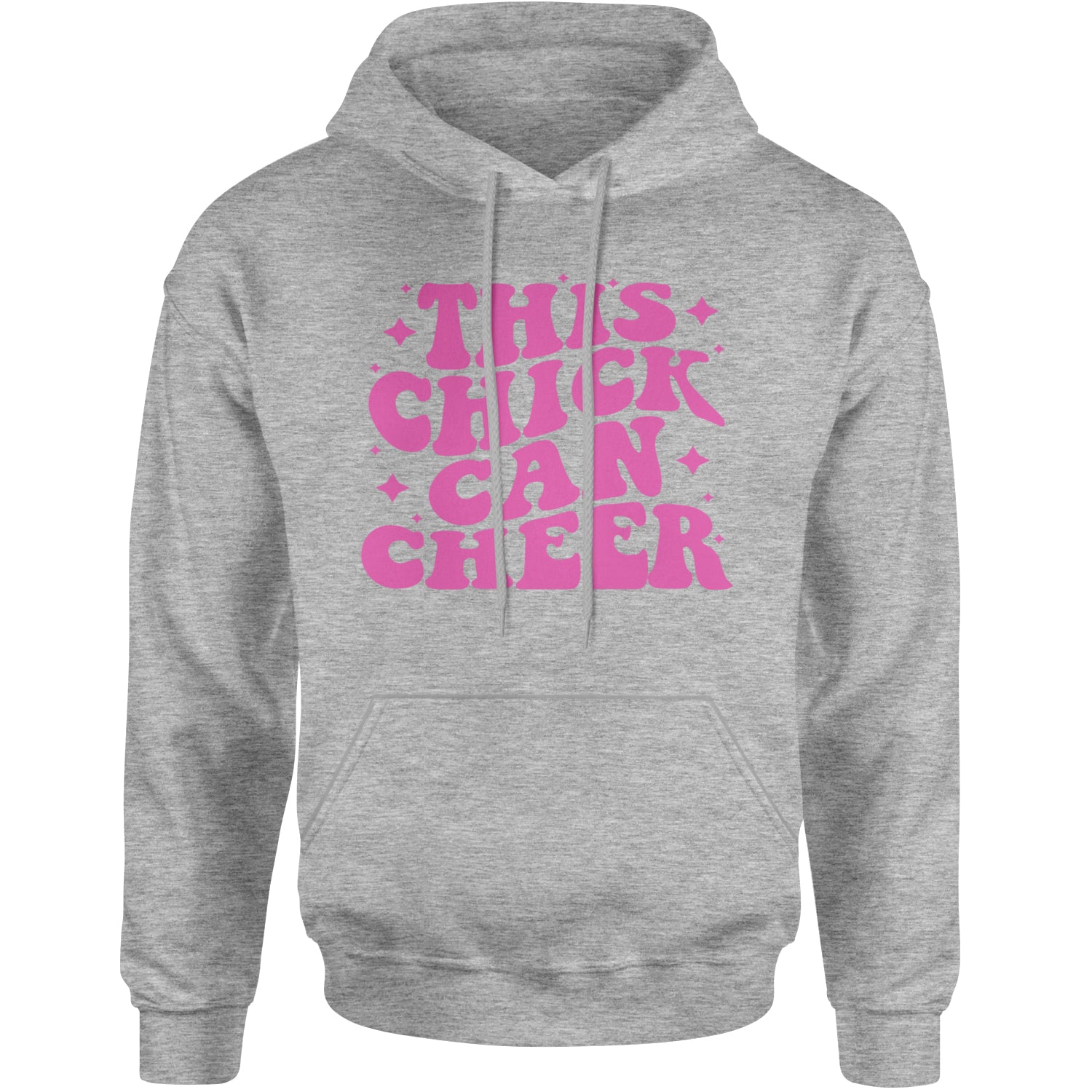 This Chick Can Cheer Adult Hoodie Sweatshirt Heather Grey