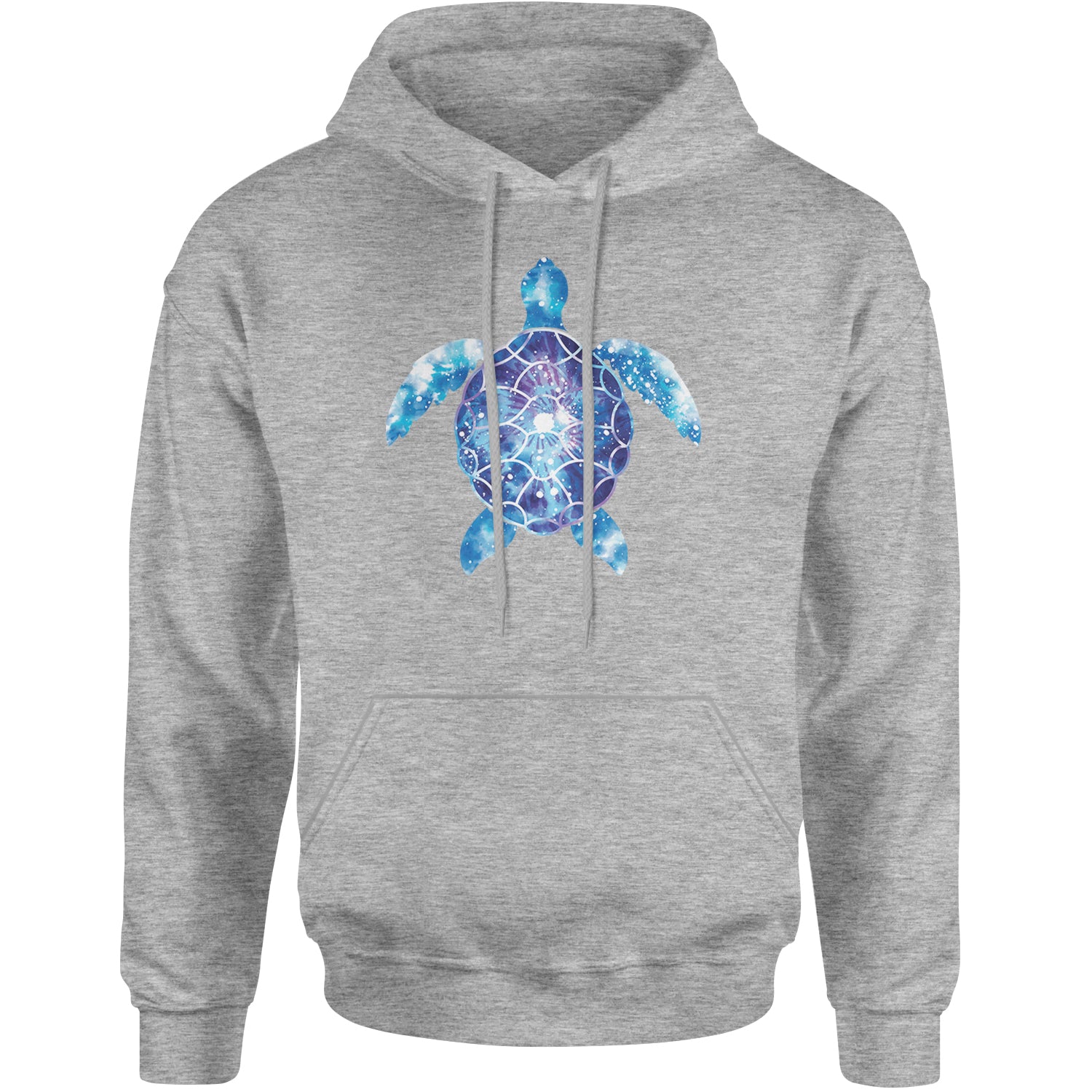 Ocean Aura Tie-Dye Sea Turtle Adult Hoodie Sweatshirt Heather Grey