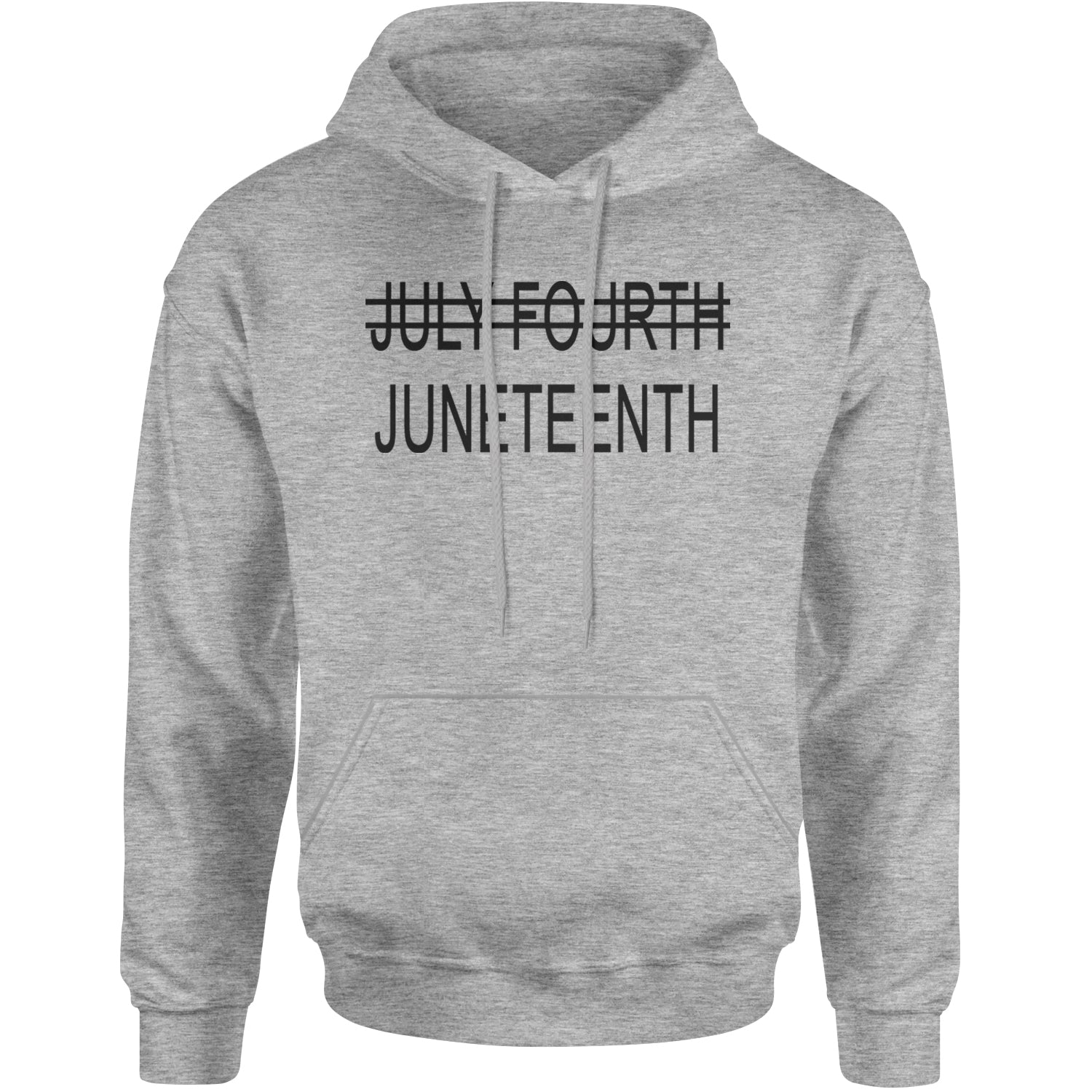 Juneteenth (July Fourth Crossed Out) Jubilee Adult Hoodie Sweatshirt Heather Grey