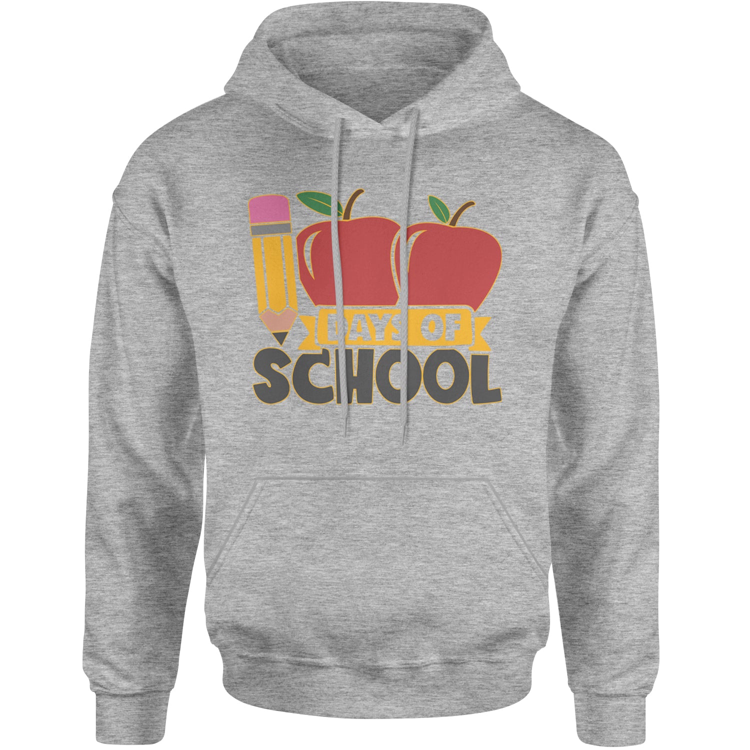 100 Days Of School Apple Pencil Adult Hoodie Sweatshirt Heather Grey