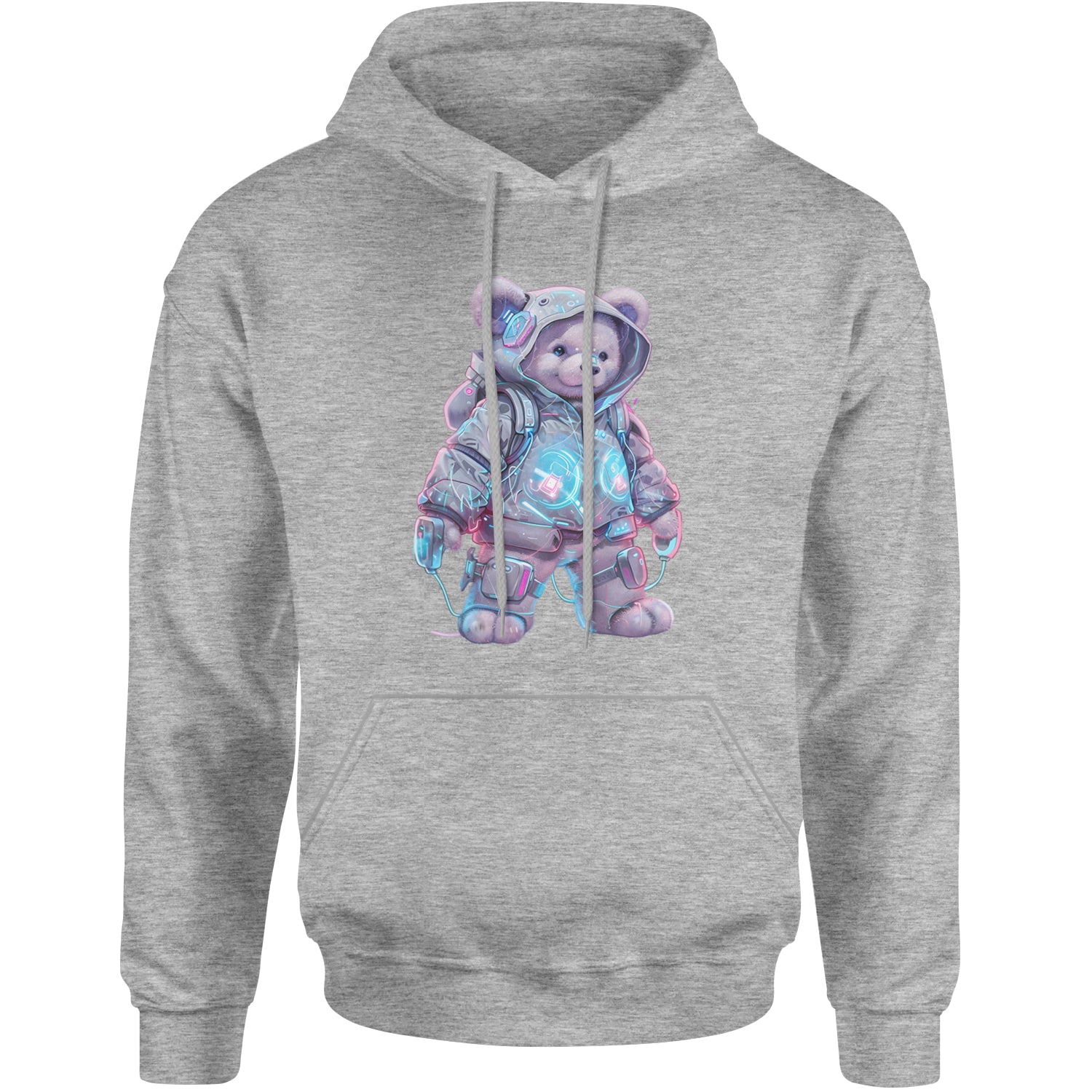 Cyberpunk Adventure Urban Graffiti Bear Adult Hoodie Sweatshirt Heather Grey