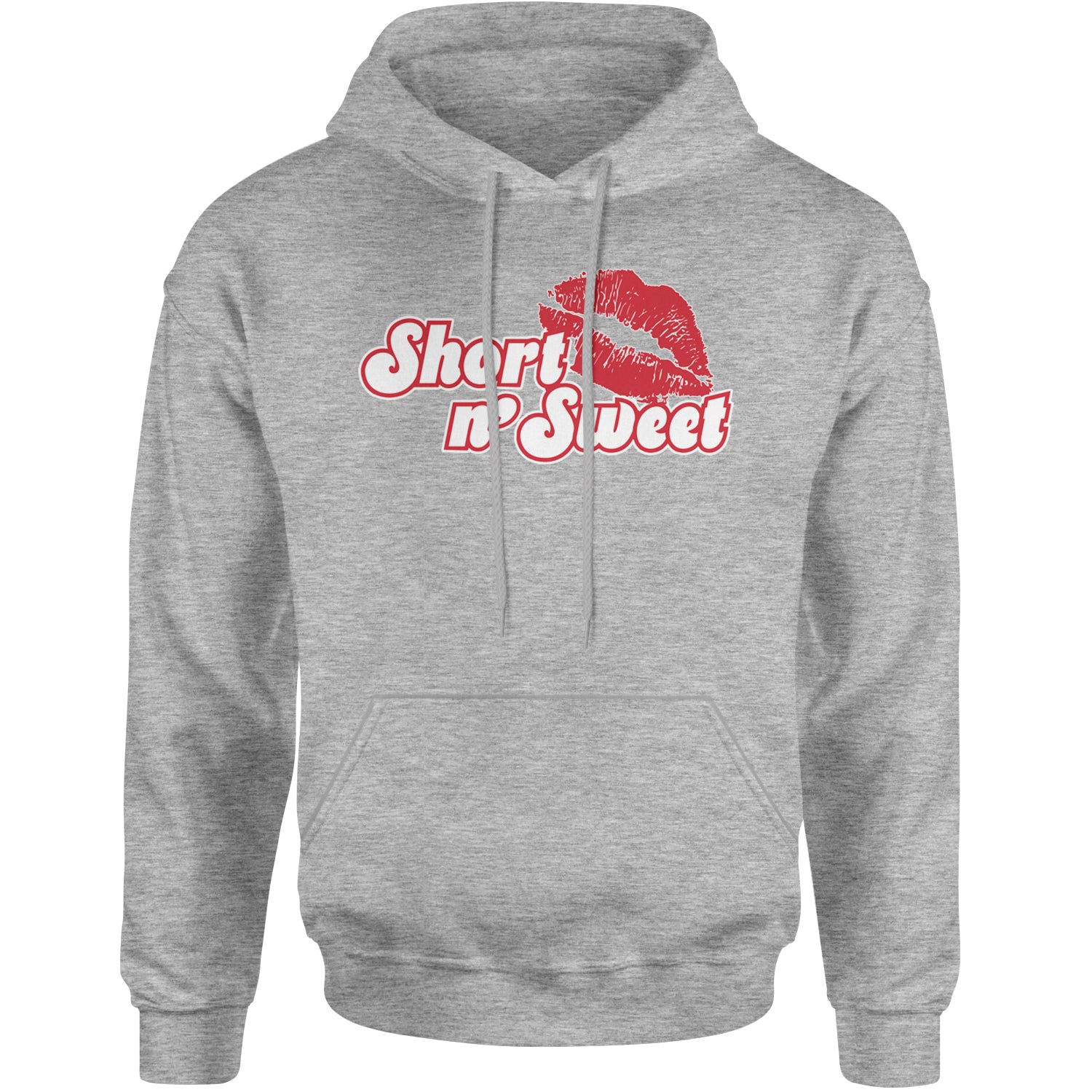 Short N' Sweet Red Lips Adult Hoodie Sweatshirt Heather Grey