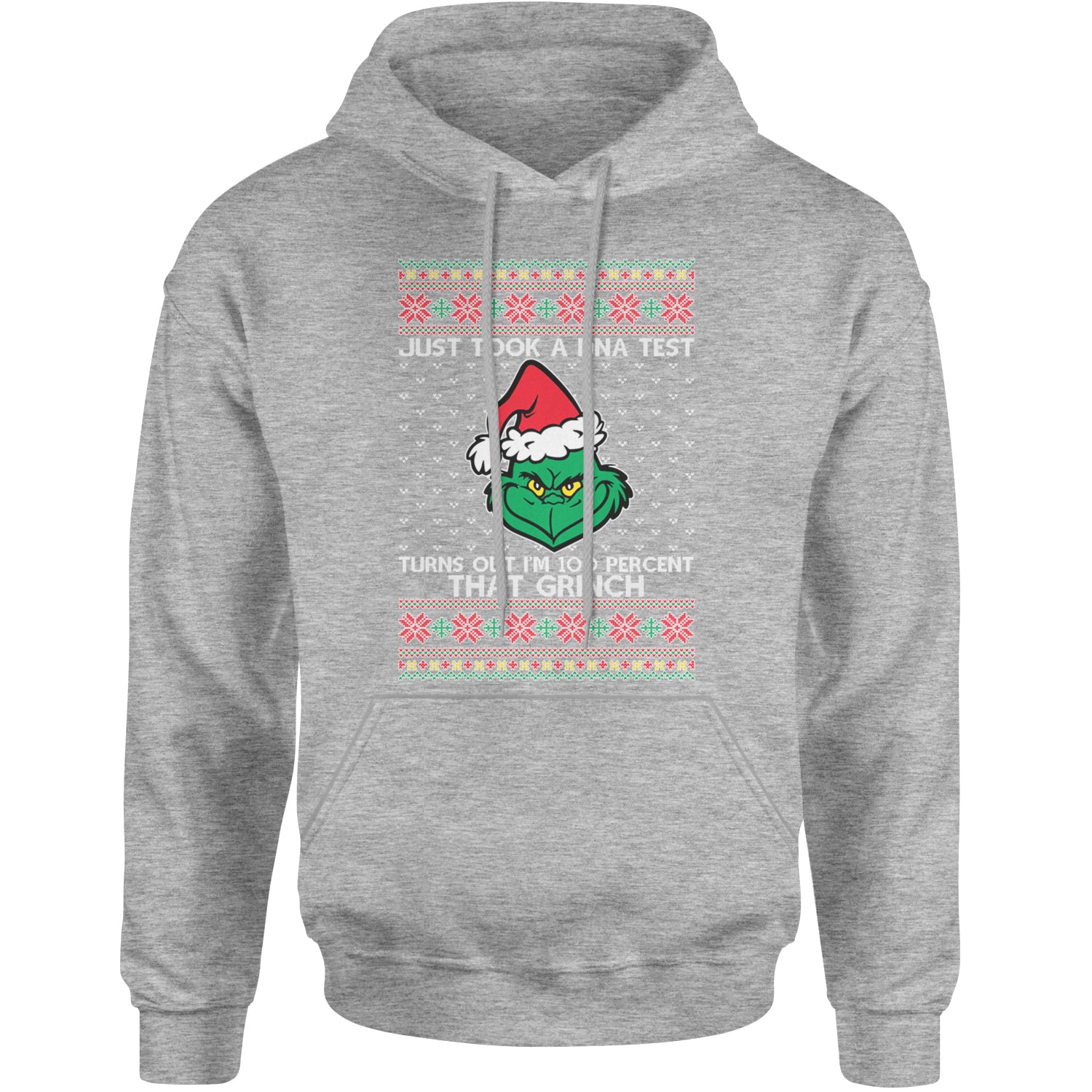 One Hundred Percent That Gr-nch Ugly Christmas Adult Hoodie Sweatshirt Heather Grey