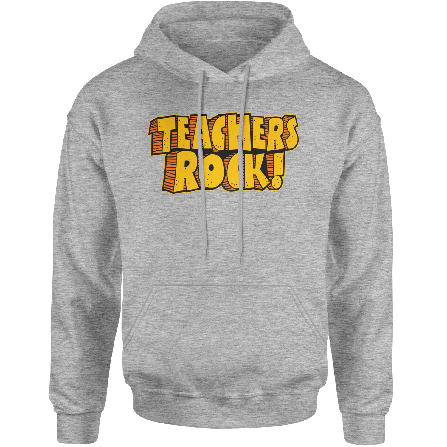 Teachers Rock Retro Adult Hoodie Sweatshirt Heather Grey