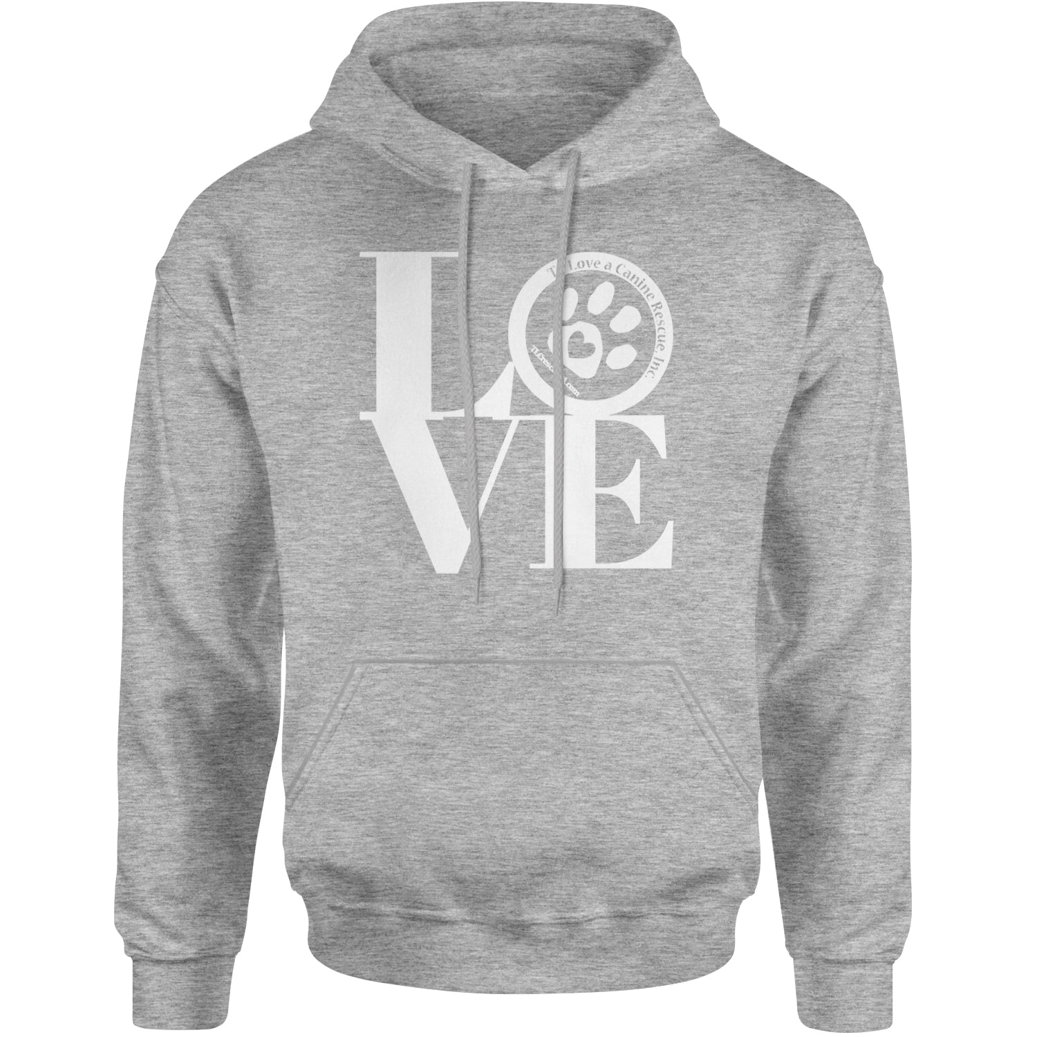 TLC LOVE Dog Rescue Adult Hoodie Sweatshirt Heather Grey