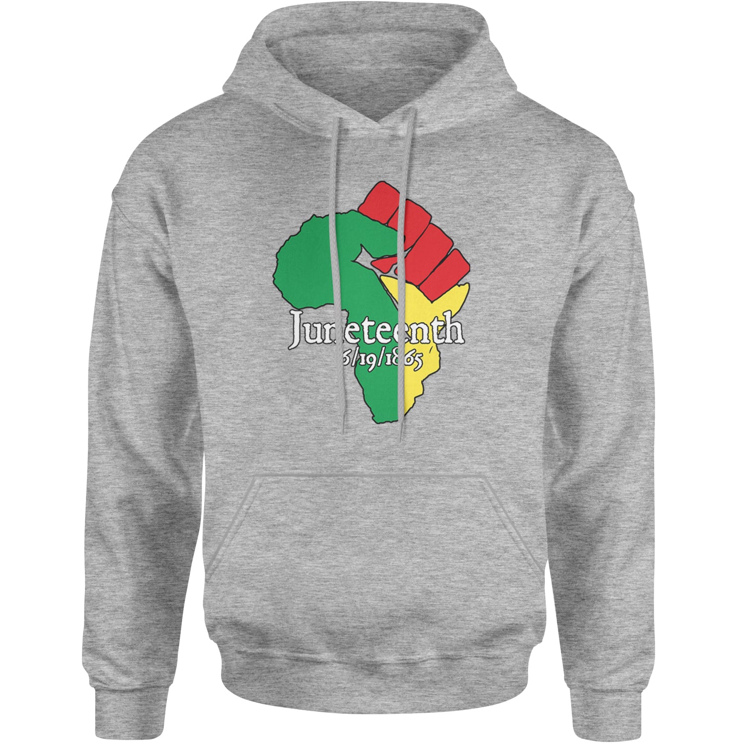 Juneteenth Raised Fist Africa Celebrate Emancipation Day Adult Hoodie Sweatshirt Heather Grey