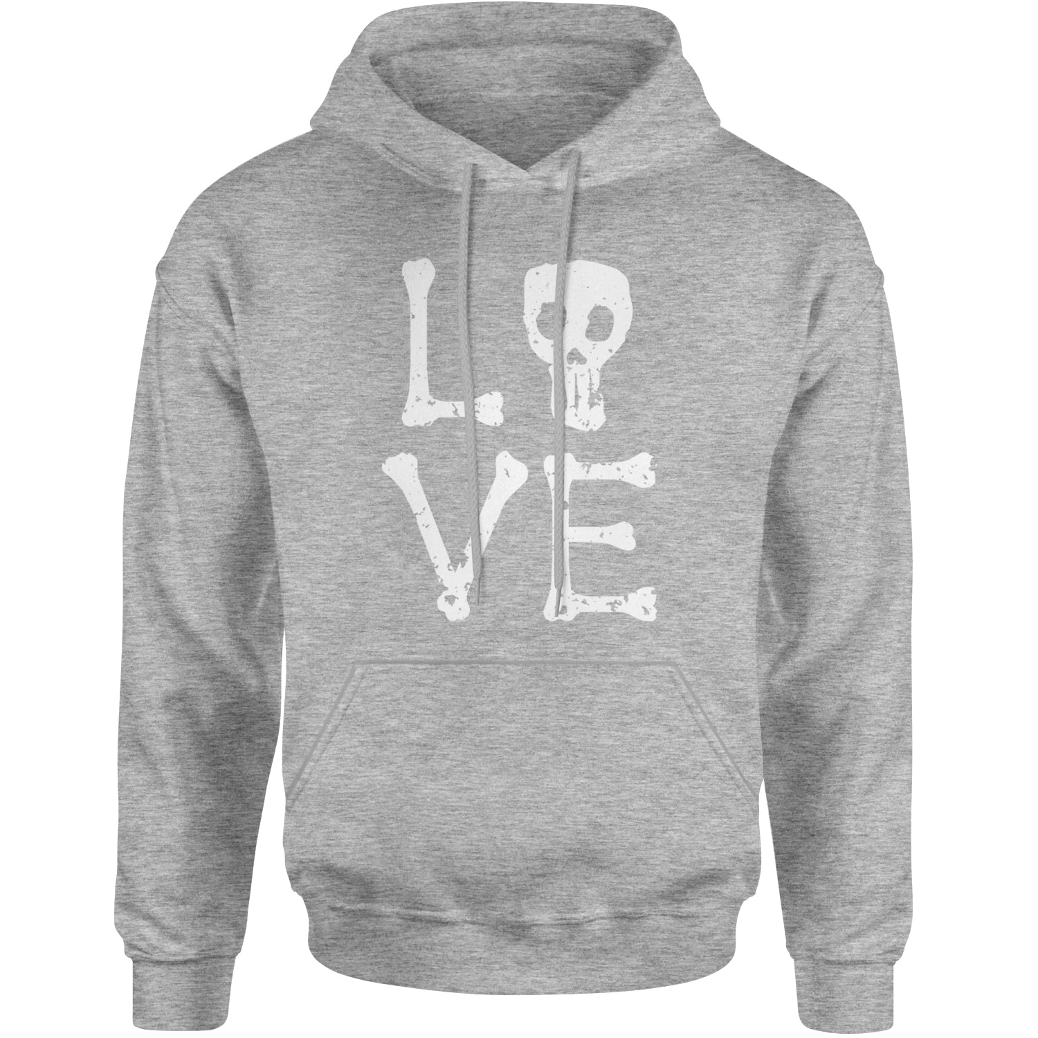 Love Skeleton Bones Adult Hoodie Sweatshirt Heather Grey