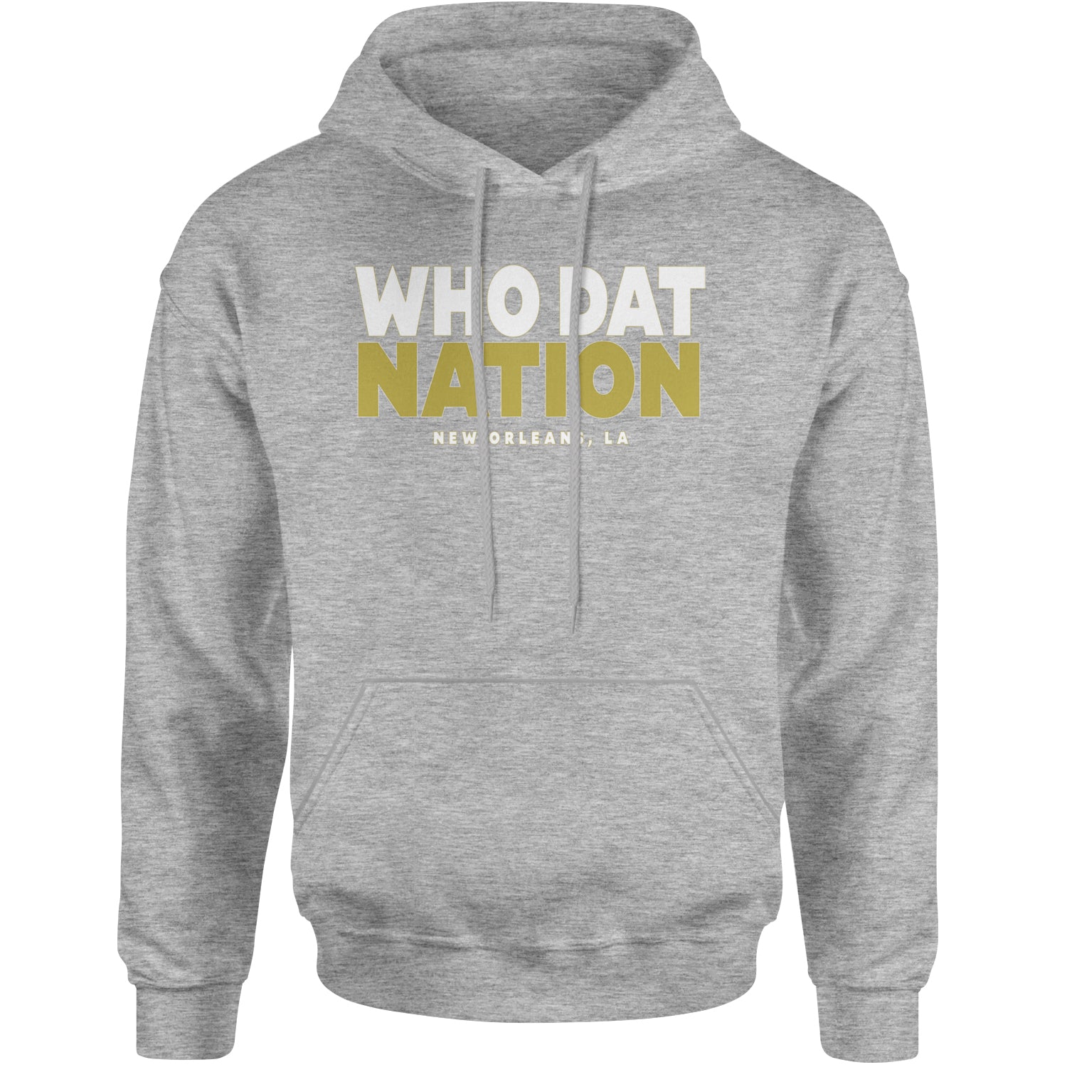 New Orleans Who Dat Nation Adult Hoodie Sweatshirt Heather Grey