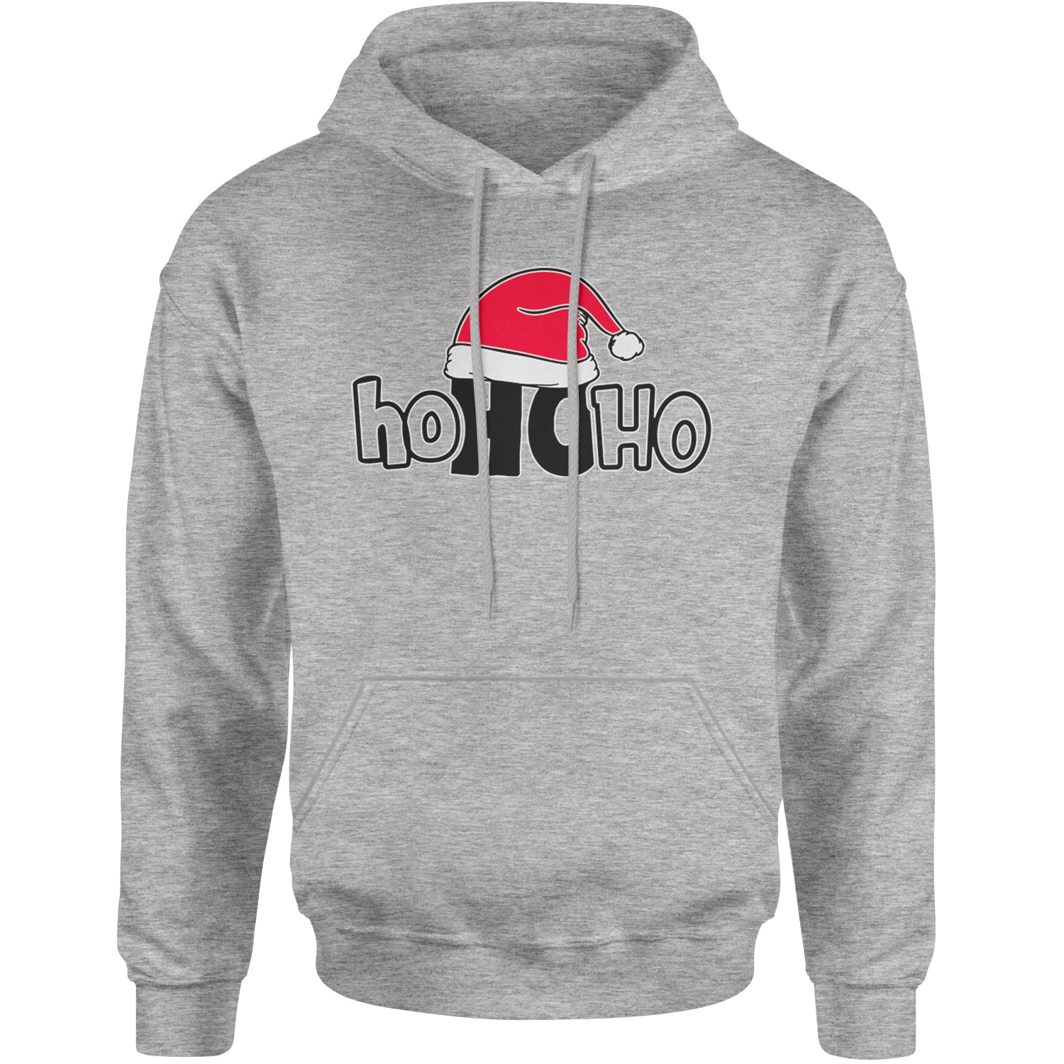 Ho Ho Ho Santa Christmas Hat Adult Hoodie Sweatshirt Heather Grey