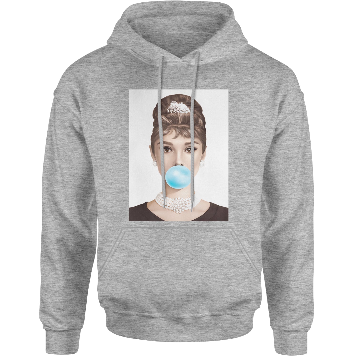 Audrey Hepburn Chewing Bubble Gum American Icon Adult Hoodie Sweatshirt Heather Grey