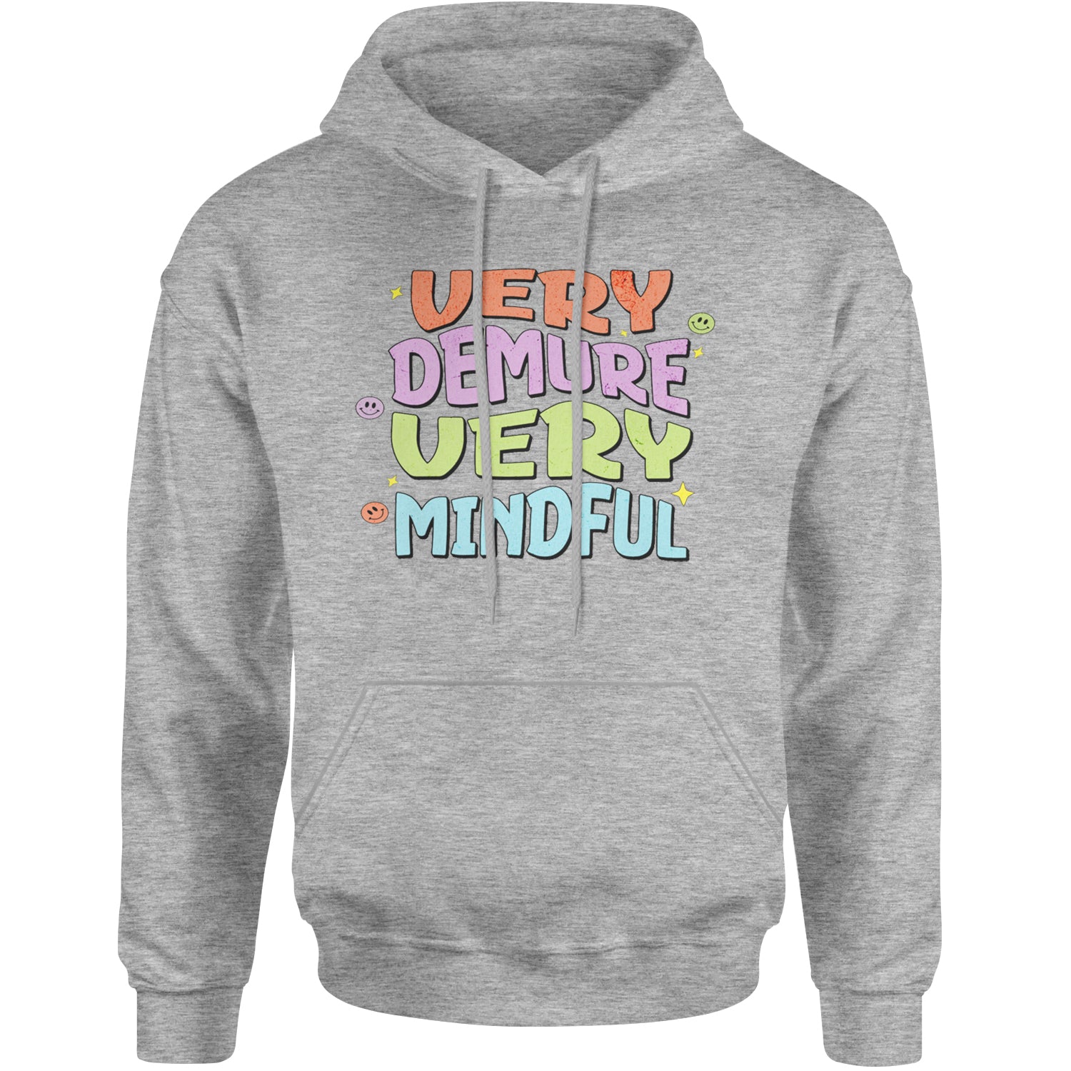 Very Demure, Very Mindful Adult Hoodie Sweatshirt Heather Grey