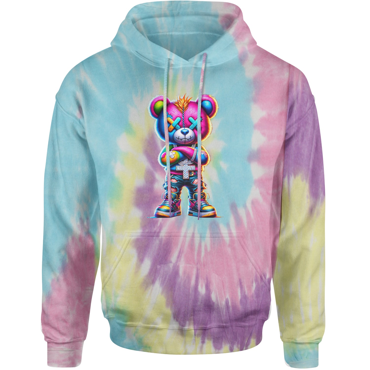 Stitched Neon Urban Graffiti Bear Adult Hoodie Sweatshirt Jellybean