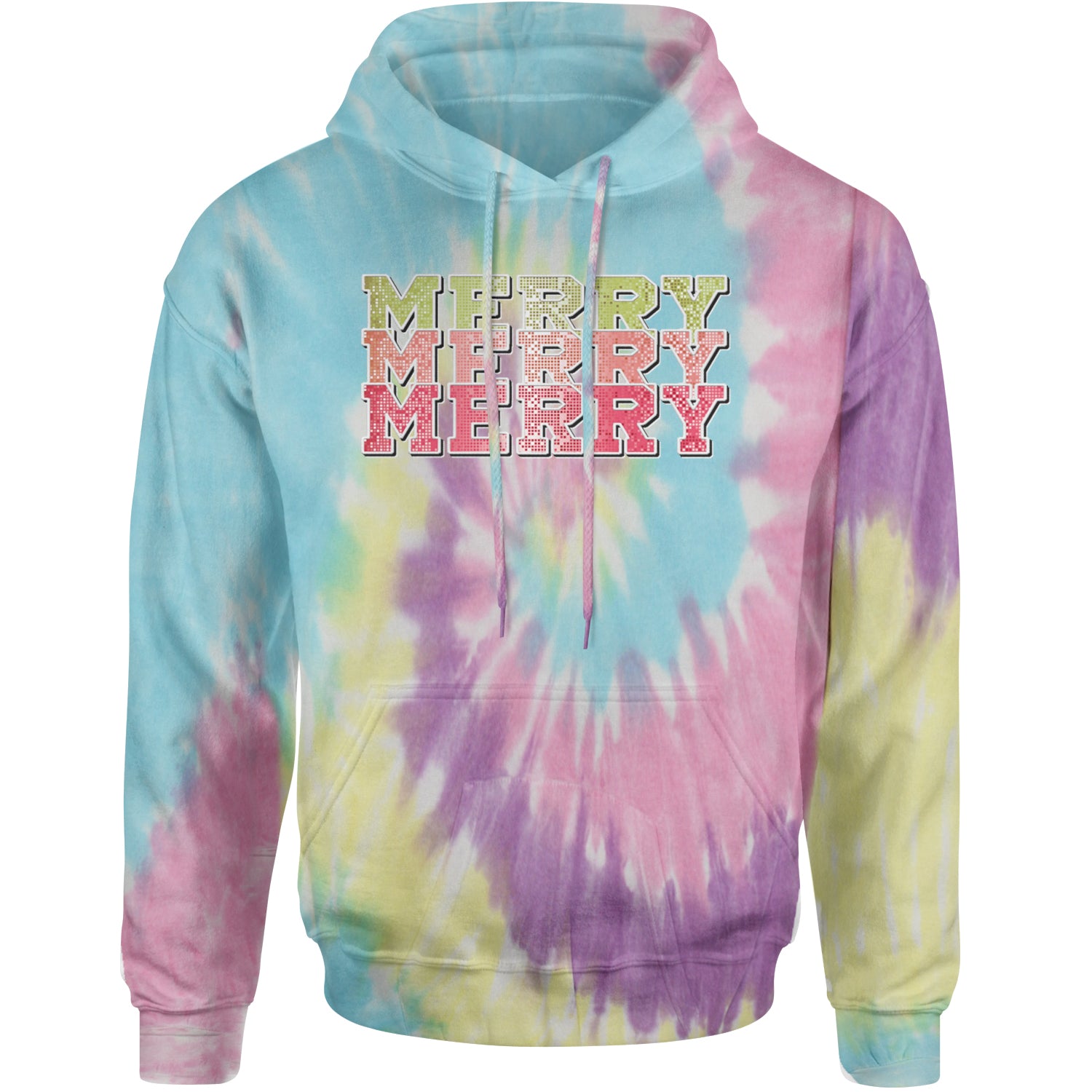 Merry Merry Merry Faux Sequins Adult Hoodie Sweatshirt Jellybean