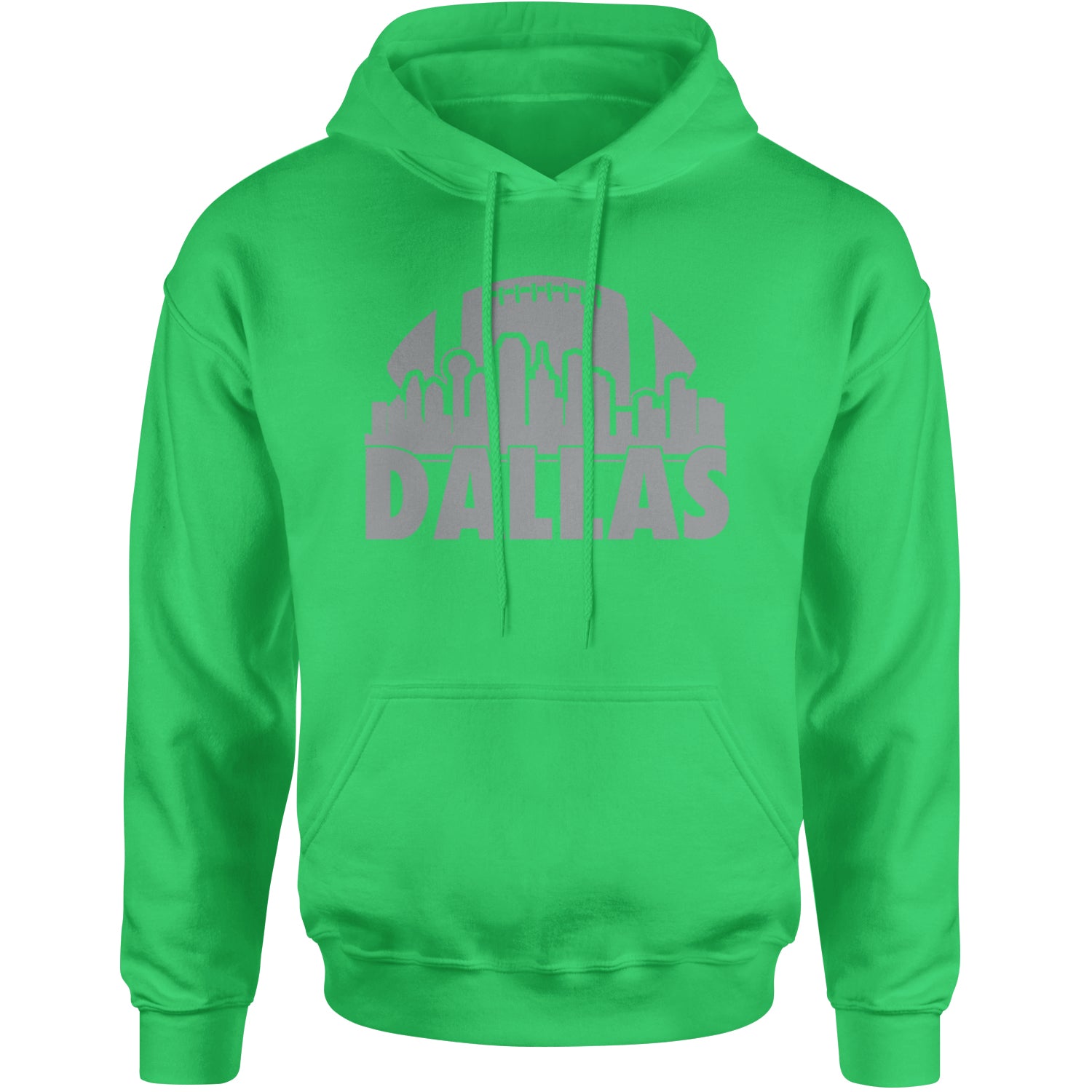 Dallas Texas Skyline Adult Hoodie Sweatshirt Kelly Green