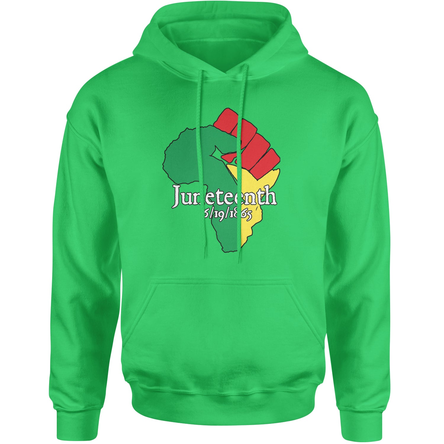 Juneteenth Raised Fist Africa Celebrate Emancipation Day Adult Hoodie Sweatshirt Kelly Green