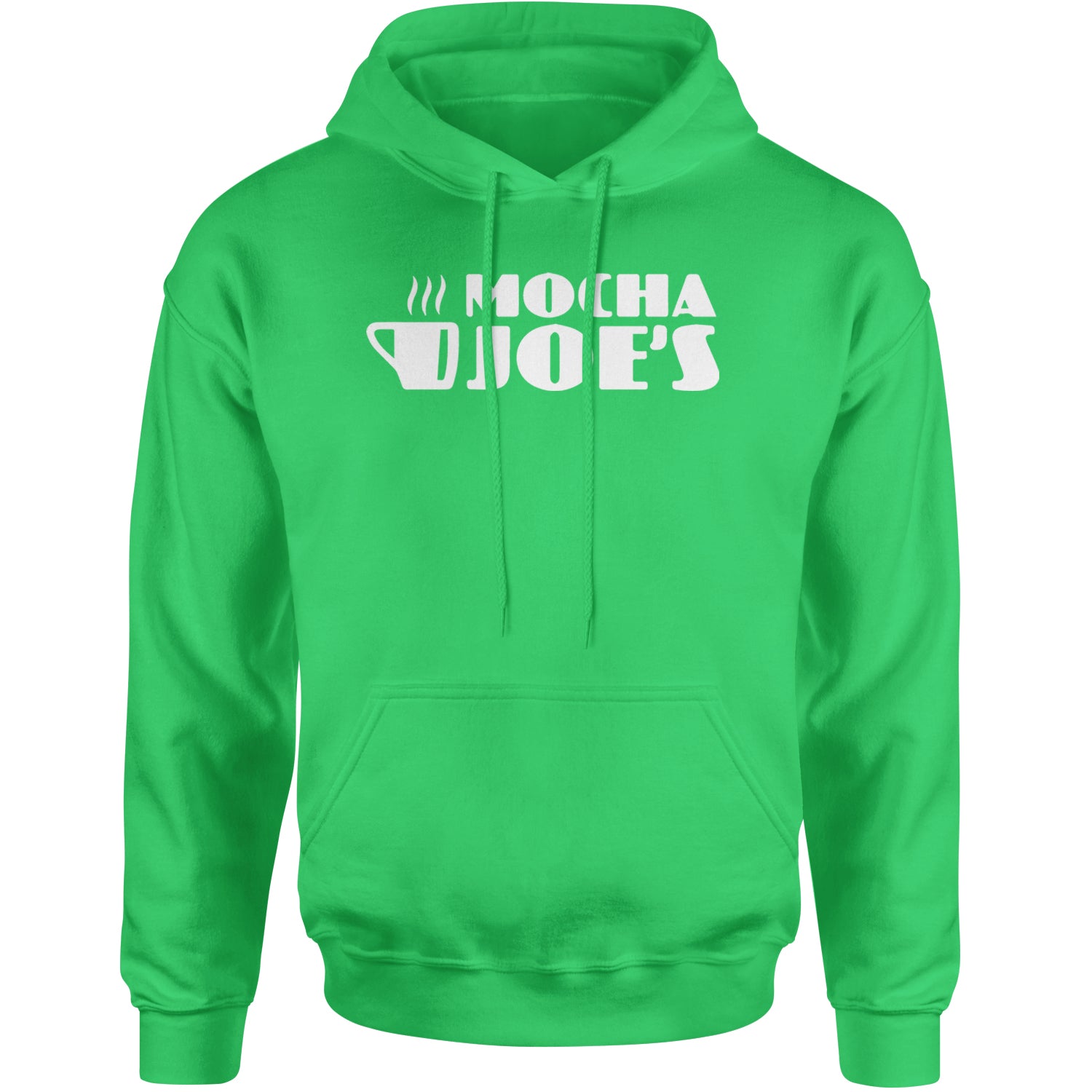 Mocha Joe's Enthusiastic Coffee Adult Hoodie Sweatshirt Kelly Green