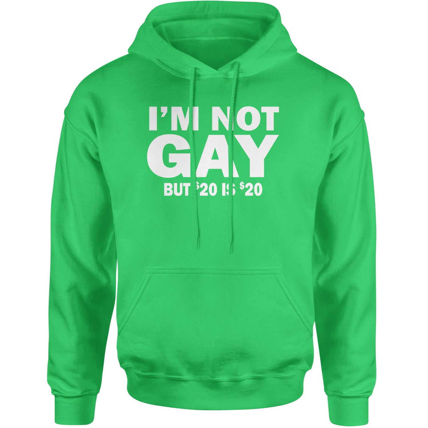 I'm Not Gay, But $20 Bucks is $20 Bucks Adult Hoodie Sweatshirt Kelly Green