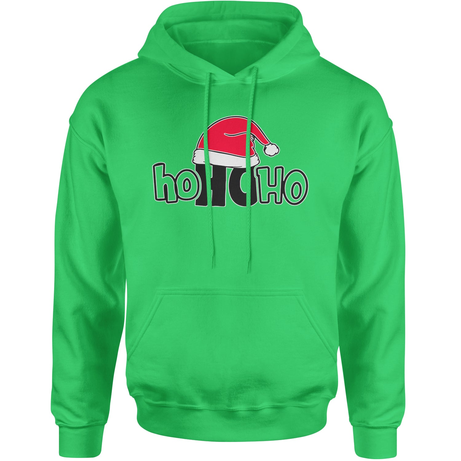 Ho Ho Ho Santa Christmas Hat Adult Hoodie Sweatshirt Kelly Green