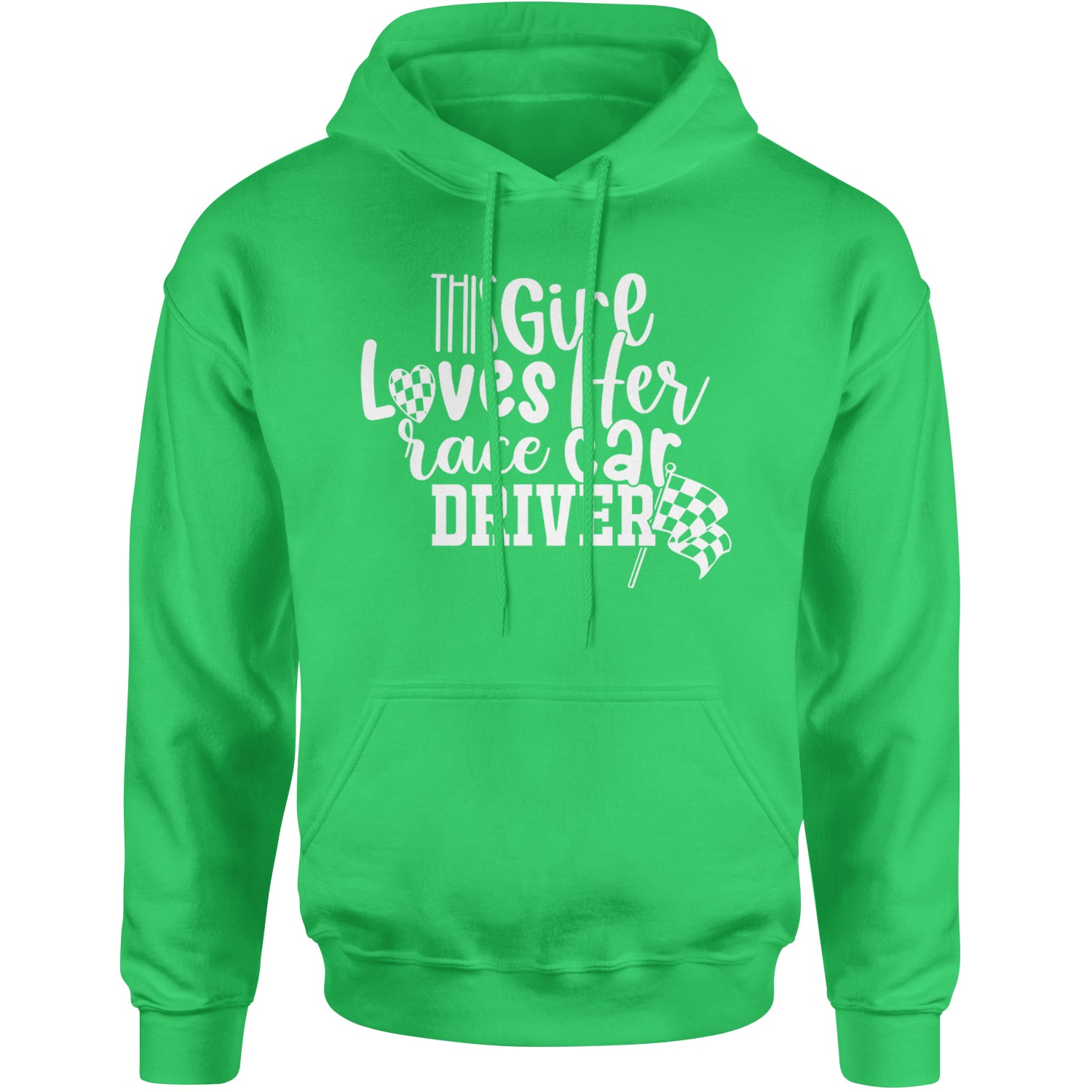 This Girl Loves Her Racecar Driver Adult Hoodie Sweatshirt Kelly Green