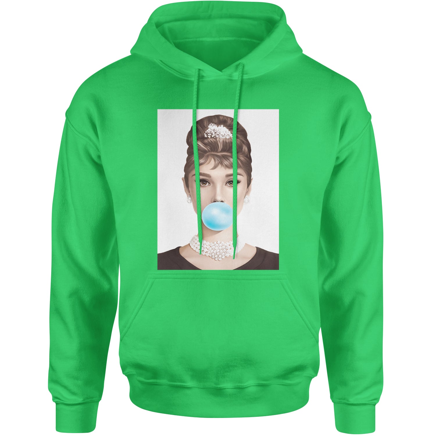 Audrey Hepburn Chewing Bubble Gum American Icon Adult Hoodie Sweatshirt Kelly Green