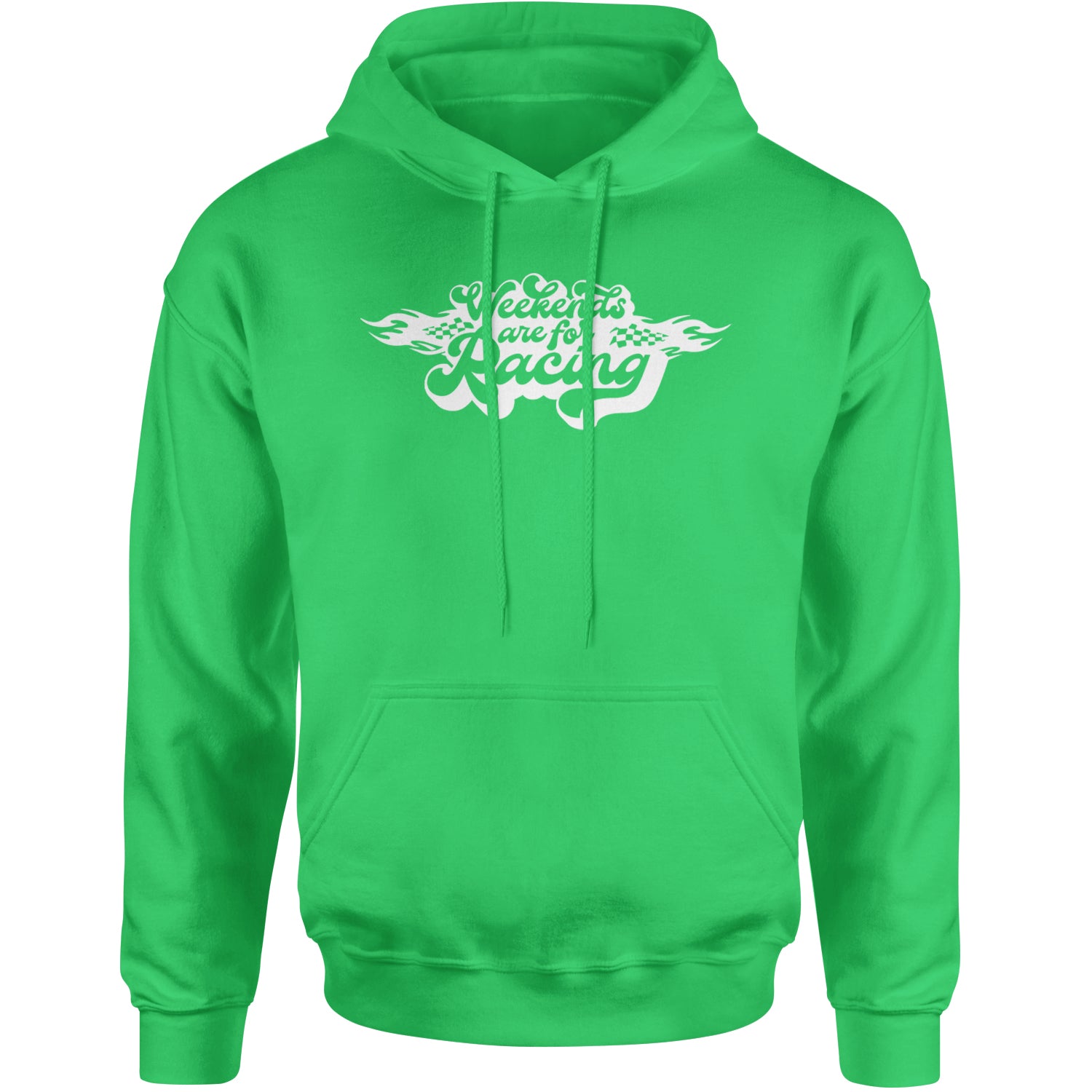 Weekends Are For Racing Adult Hoodie Sweatshirt Kelly Green