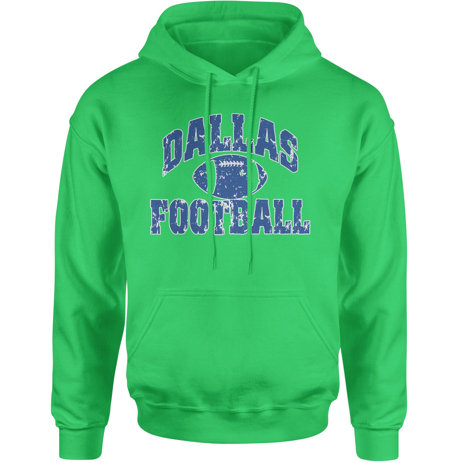 Dallas Distressed Football Adult Hoodie Sweatshirt Kelly Green