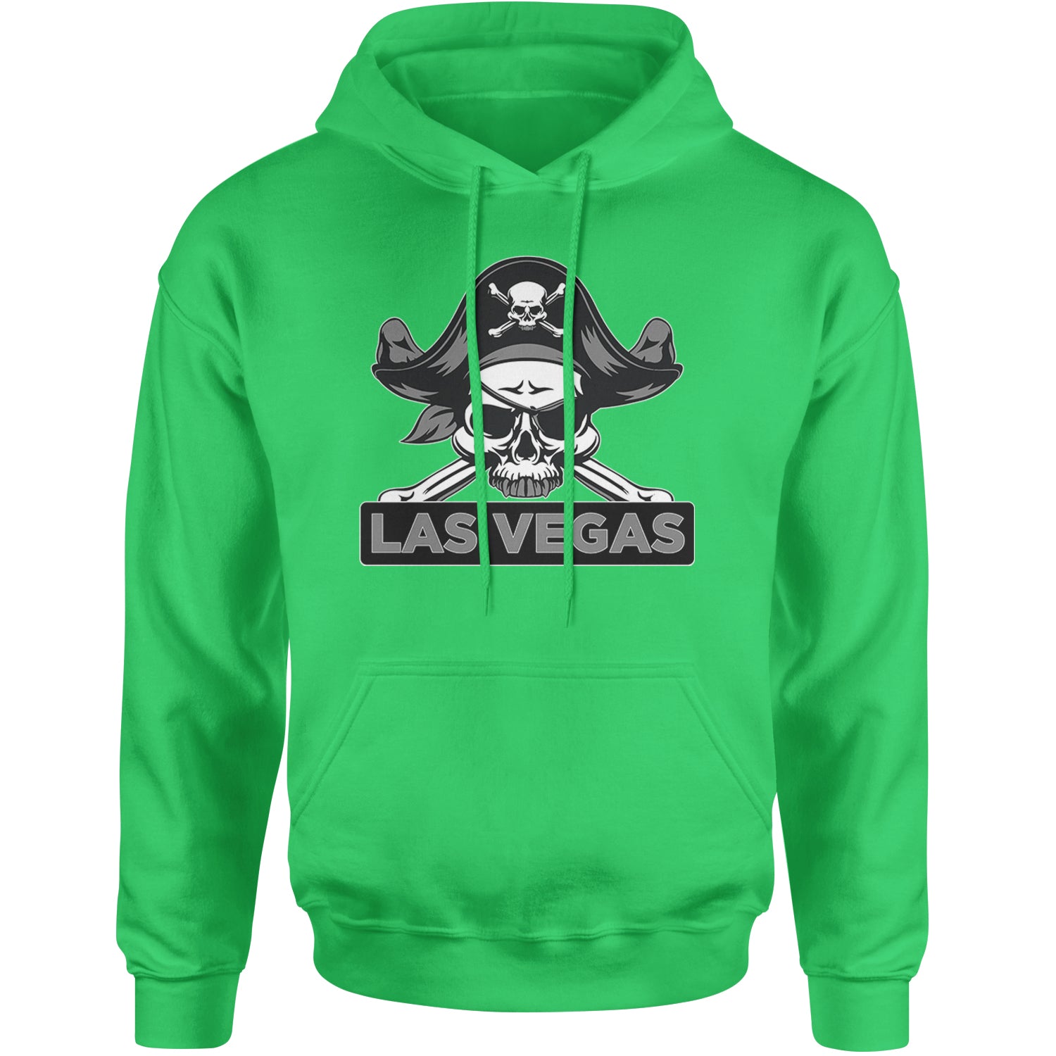 Raider Skull Straight Outta Las Vegas Adult Hoodie Sweatshirt Kelly Green