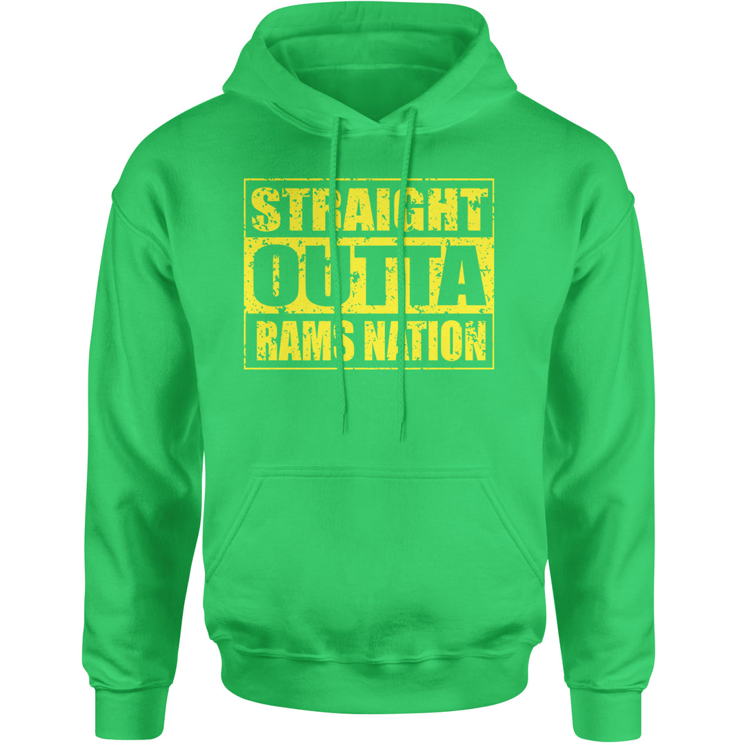 Straight Outta Rams Nation   Adult Hoodie Sweatshirt Kelly Green