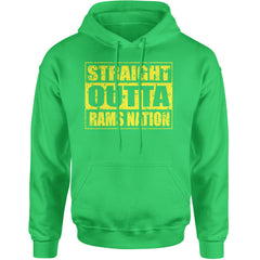 Straight Outta Rams Nation   Adult Hoodie Sweatshirt Kelly Green