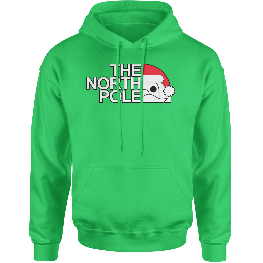 The North Pole Santa Face Adult Hoodie Sweatshirt Kelly Green