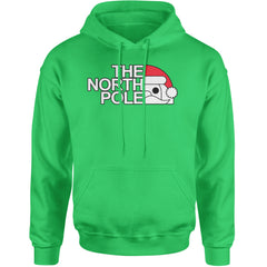 The North Pole Santa Face Adult Hoodie Sweatshirt Kelly Green