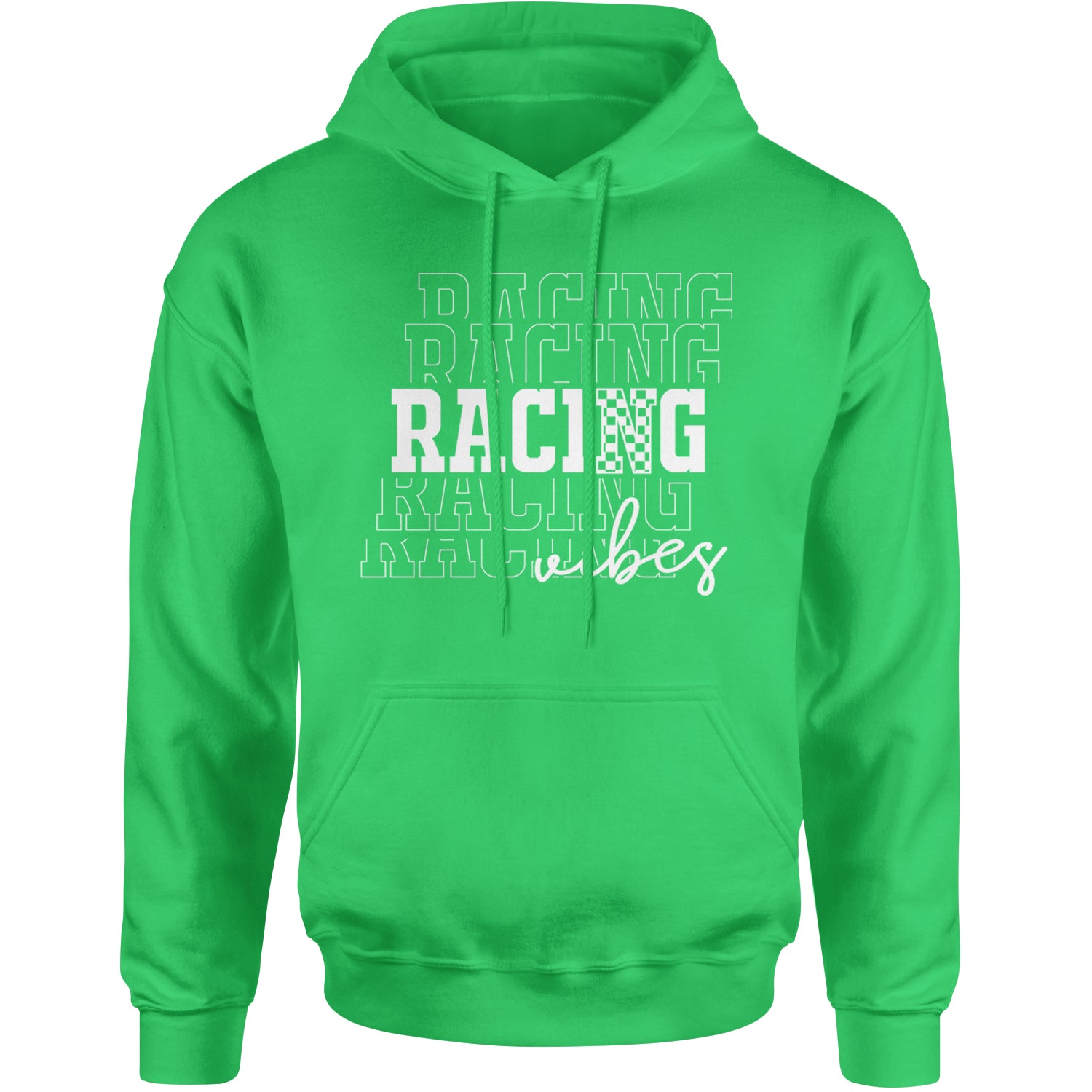 Racing Vibes Adult Hoodie Sweatshirt Kelly Green