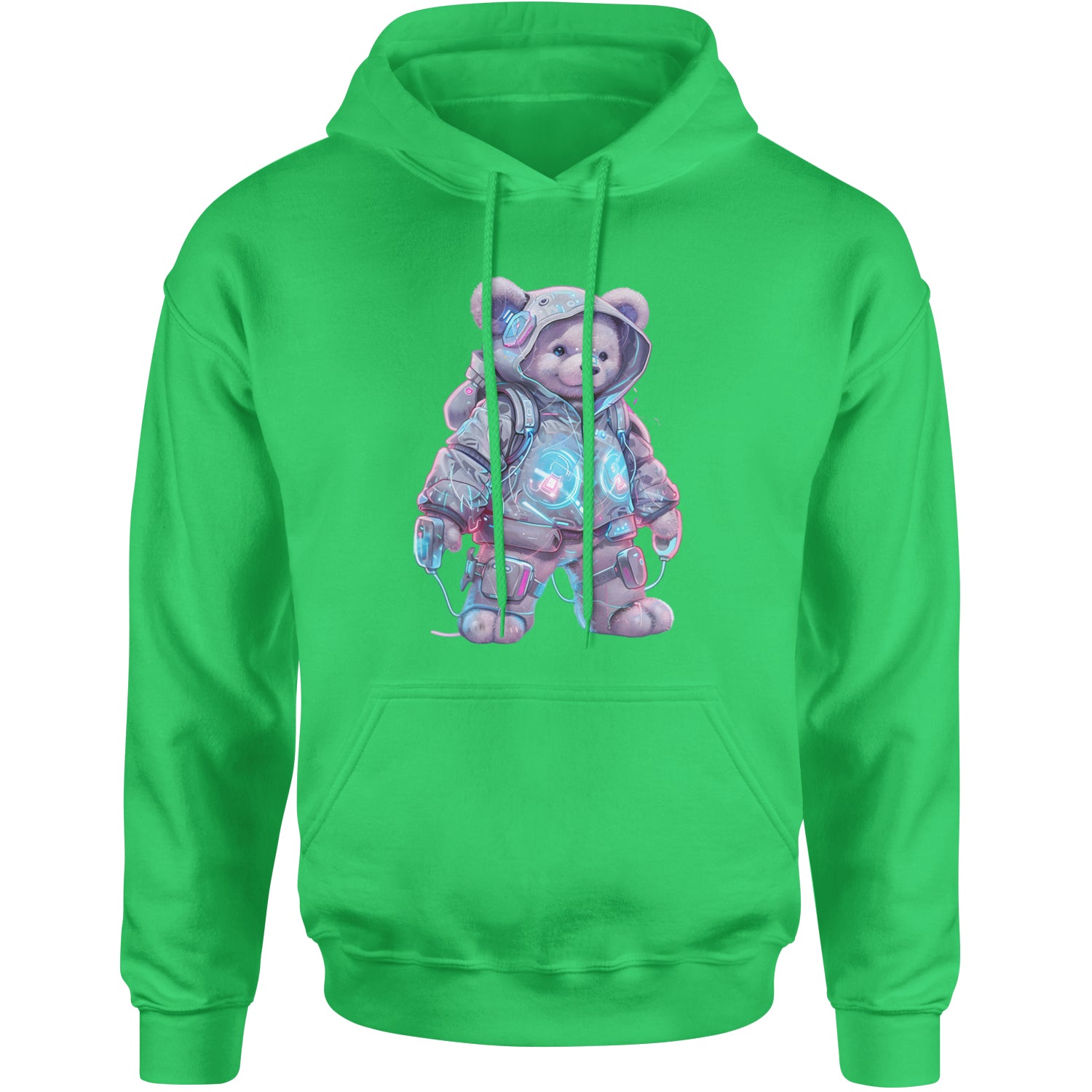 Cyberpunk Adventure Urban Graffiti Bear Adult Hoodie Sweatshirt Kelly Green