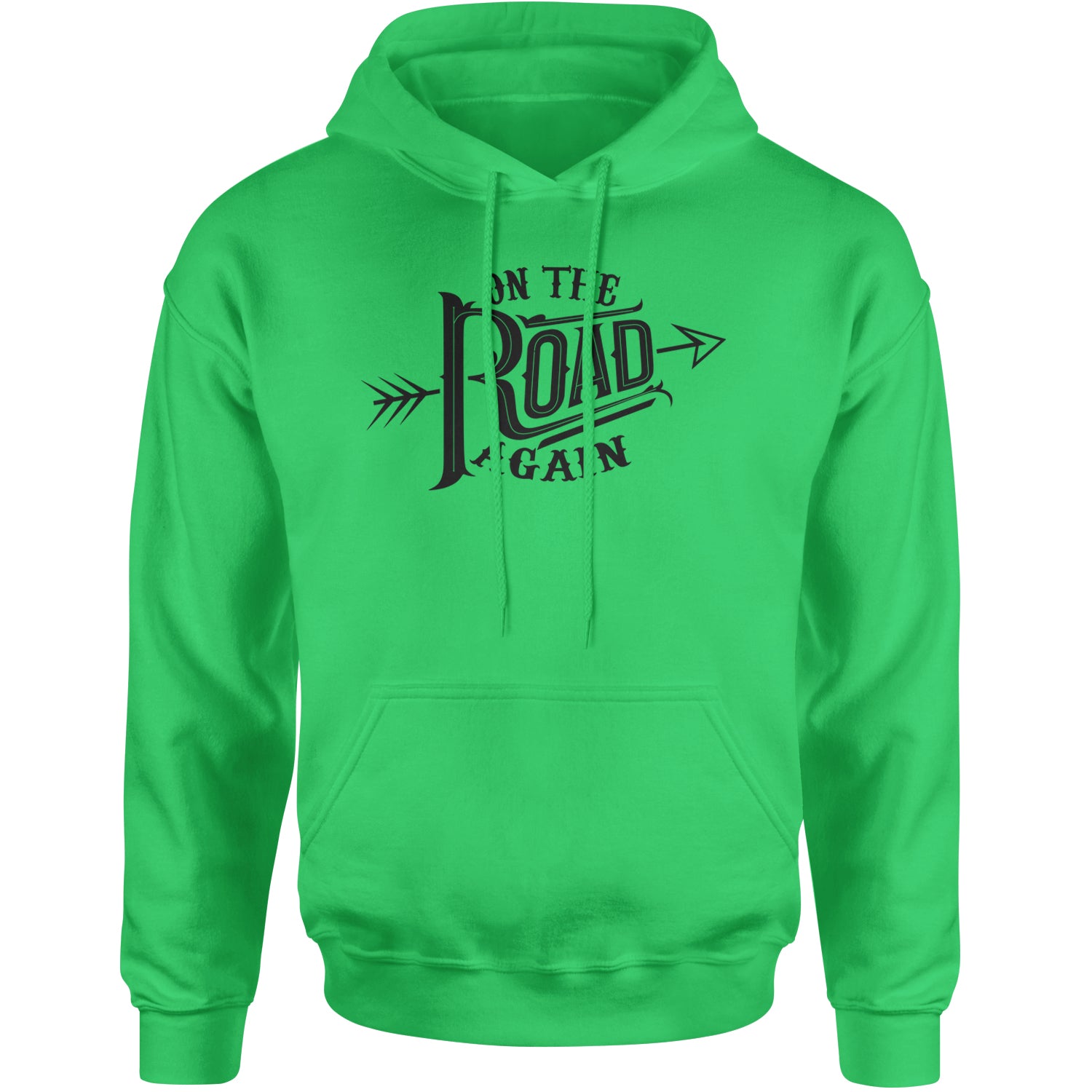 On The Road Again Hippy Country Music Adult Hoodie Sweatshirt Kelly Green