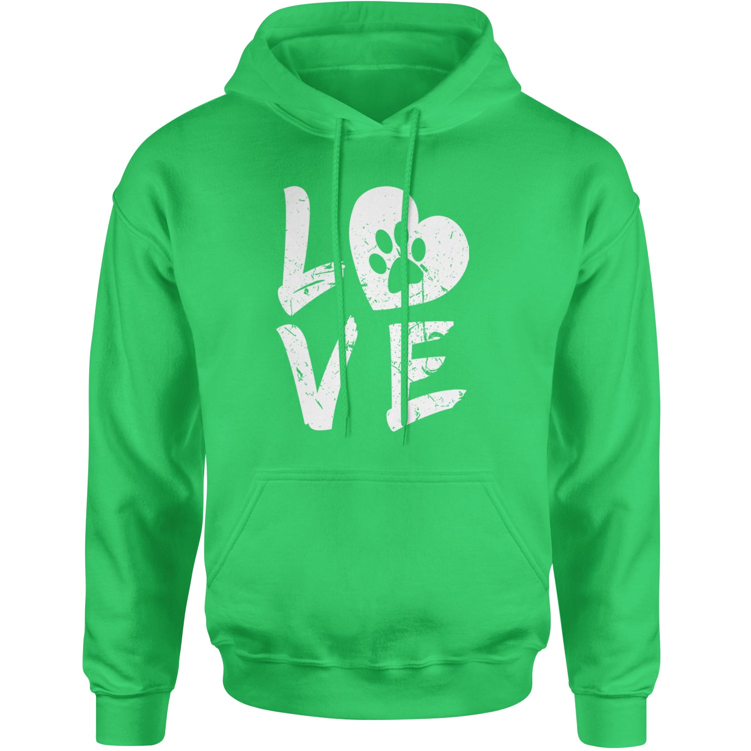 I Love My Dog Paw Print  Adult Hoodie Sweatshirt Kelly Green