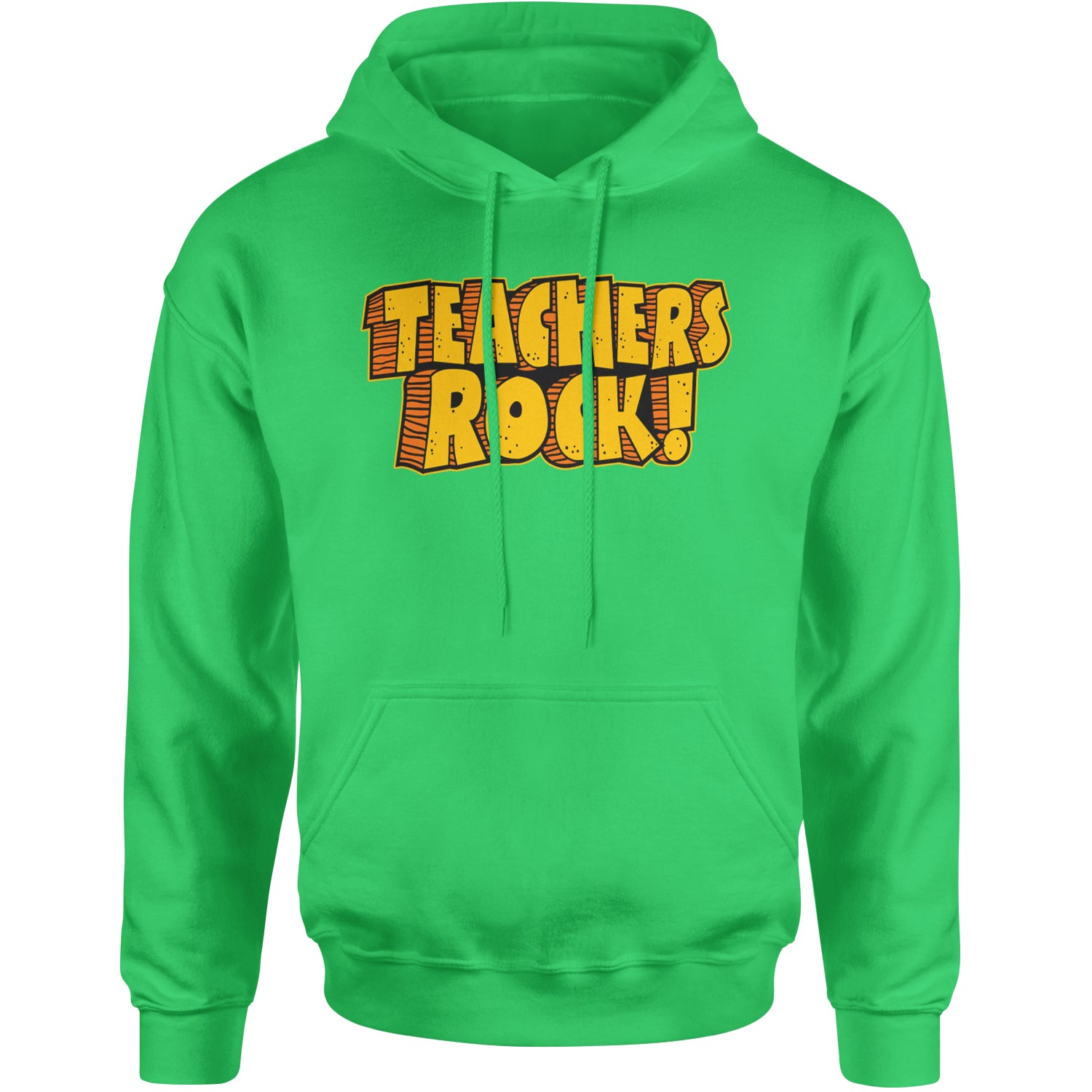 Teachers Rock Retro Adult Hoodie Sweatshirt Kelly Green