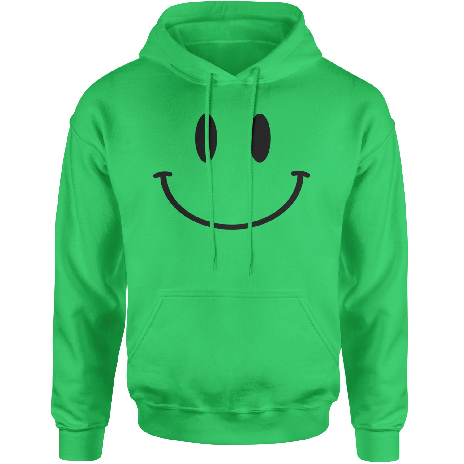 Smile Face Adult Hoodie Sweatshirt Kelly Green