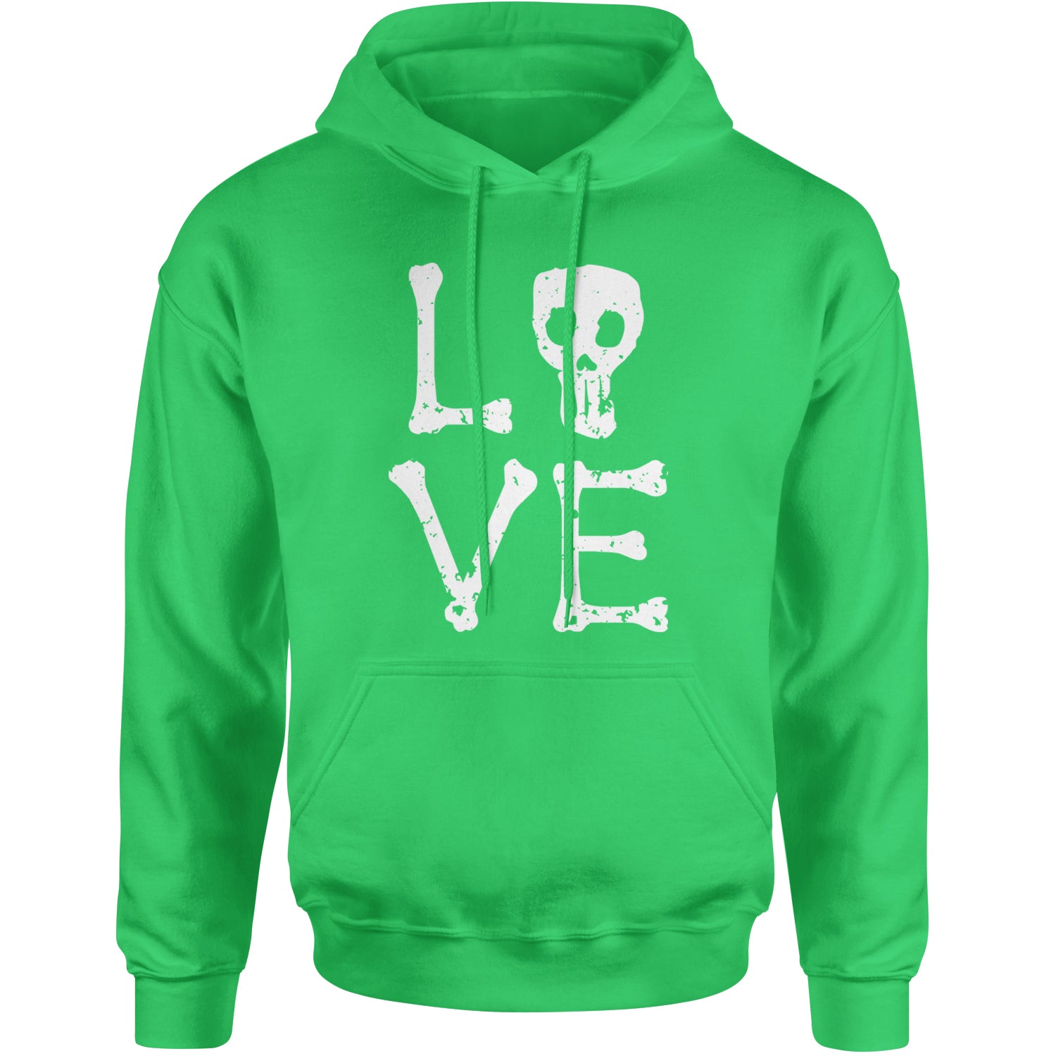 Love Skeleton Bones Adult Hoodie Sweatshirt Kelly Green