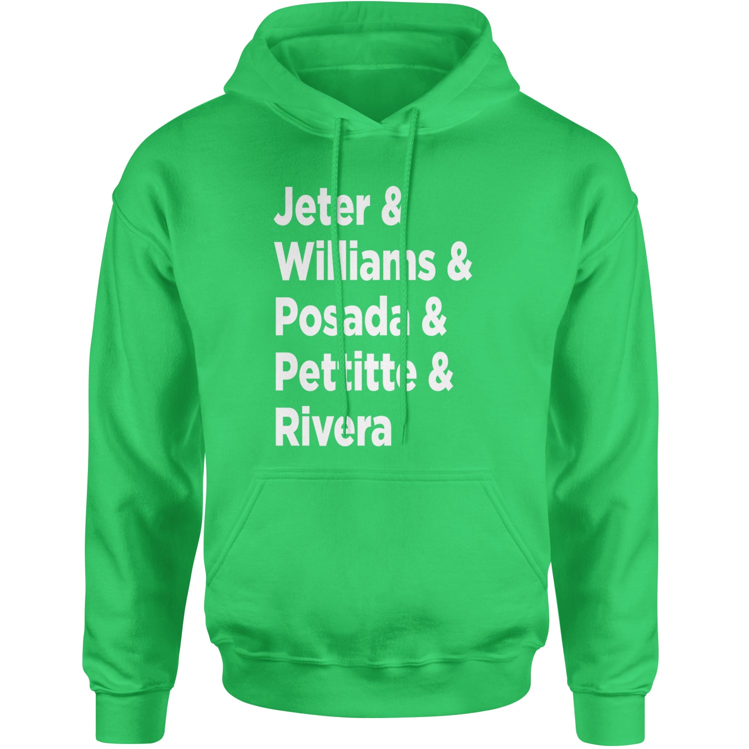 Jeter & Williams & Posada & Pettitte & Rivera Adult Hoodie Sweatshirt Kelly Green