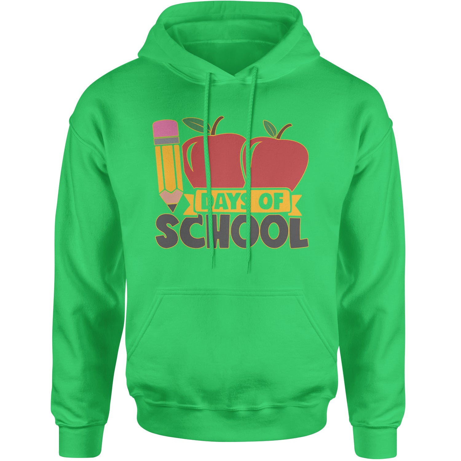 100 Days Of School Apple Pencil Adult Hoodie Sweatshirt Kelly Green