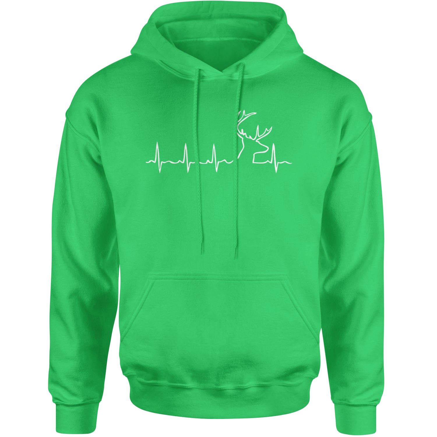 Hunting Heartbeat Deer Hunter Buck Stag Antlers  Adult Hoodie Sweatshirt Kelly Green