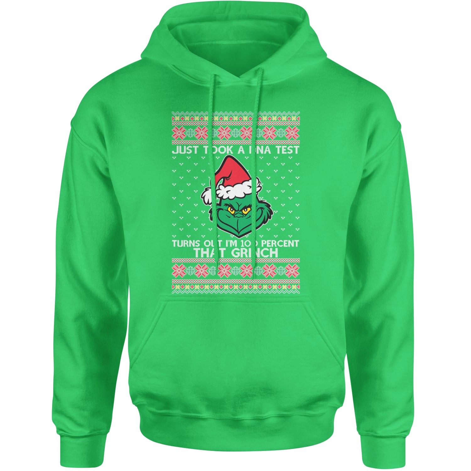 One Hundred Percent That Gr-nch Ugly Christmas Adult Hoodie Sweatshirt Kelly Green