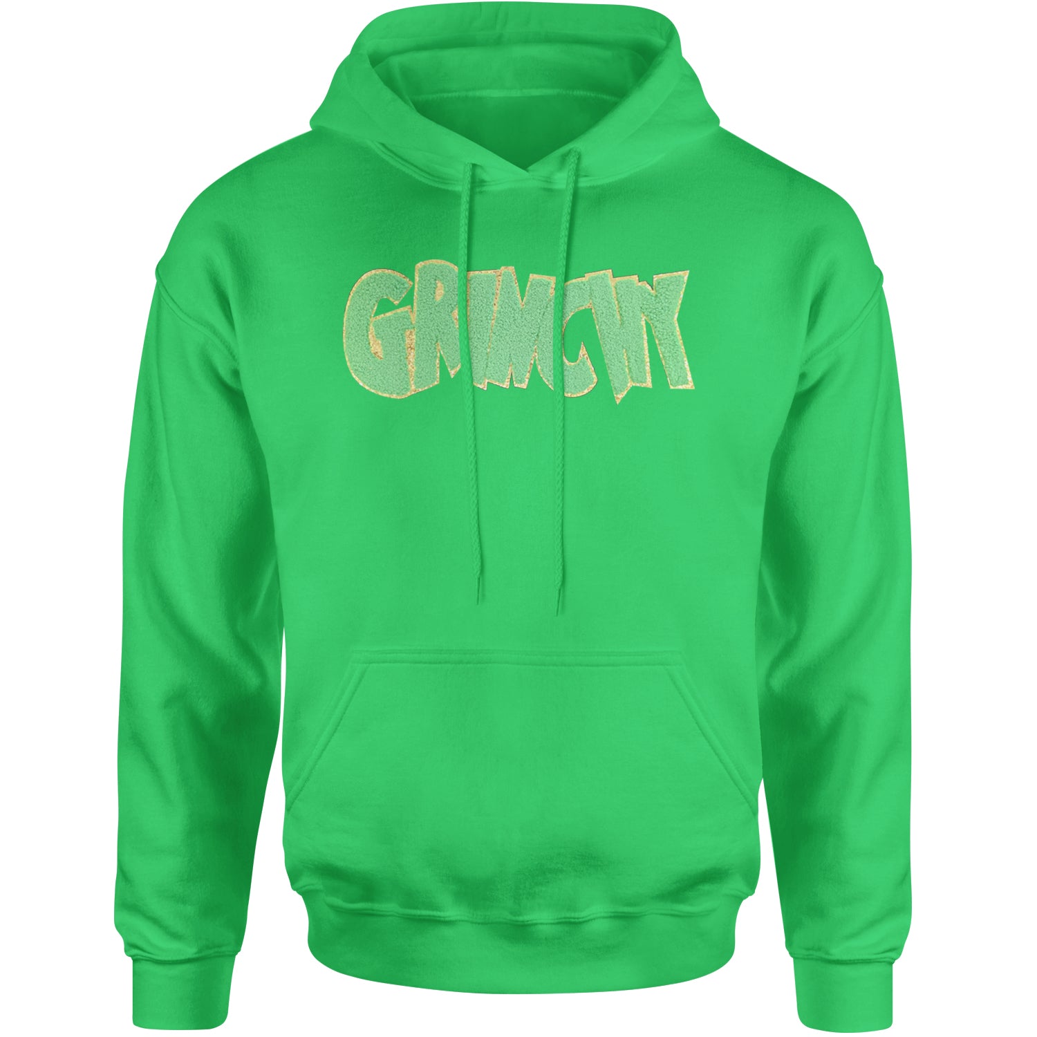 Green Gr-nchy Chenille Patch Adult Hoodie Sweatshirt Kelly Green